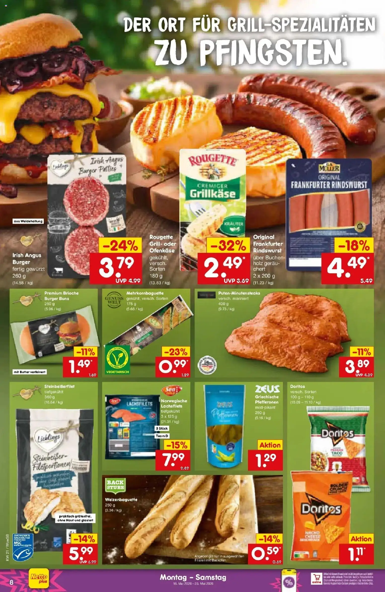 Netto Marken-Discount Prospekt Gemmingen	 – gültig ab 17.05.2026 | Seite: 8 | Produkte: Grill, Butter, Burger
