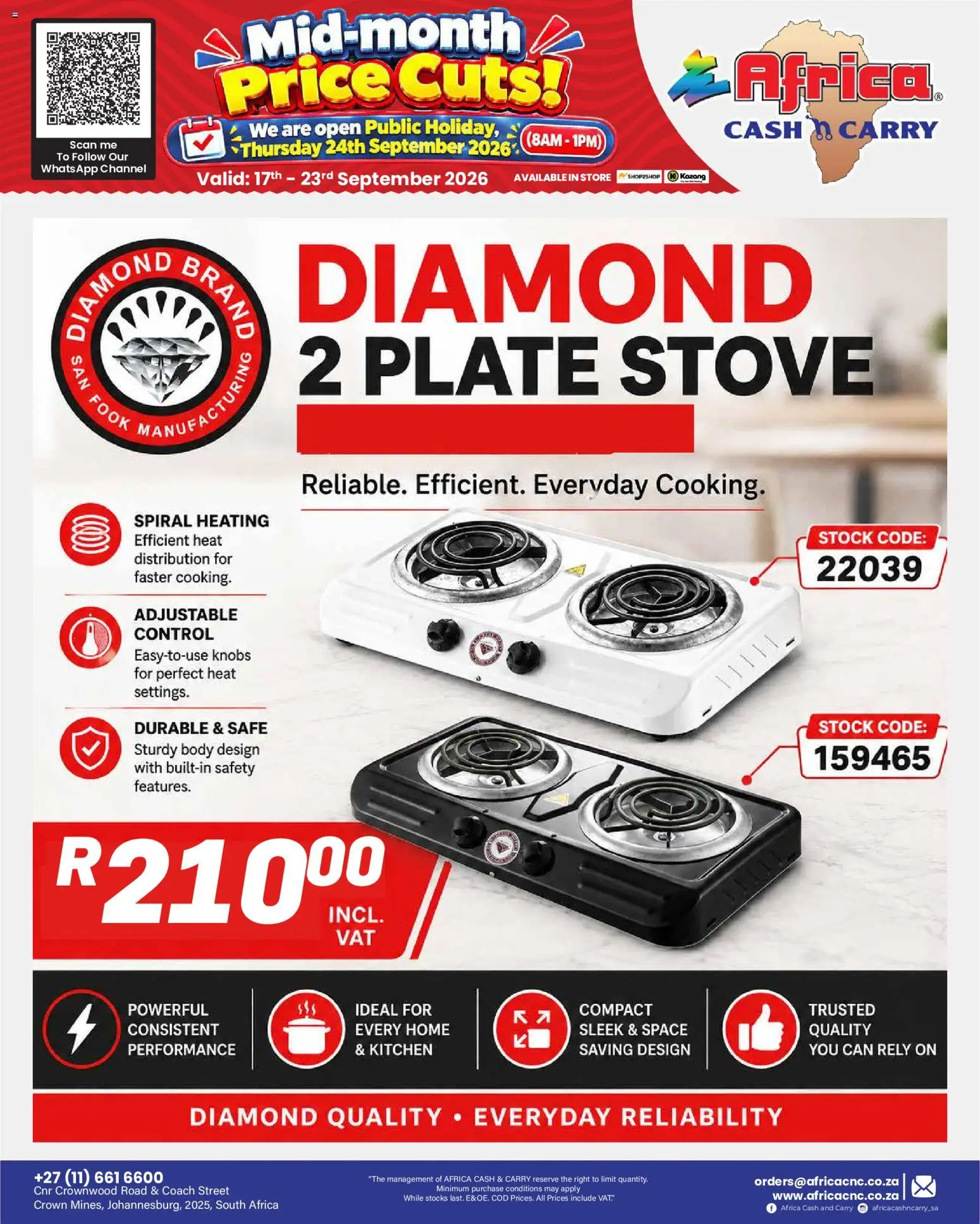New Africa Cash & Carry catalogue – valid from 17/09/2026 | Page: 34 | Products: Stove, Plate, Stock