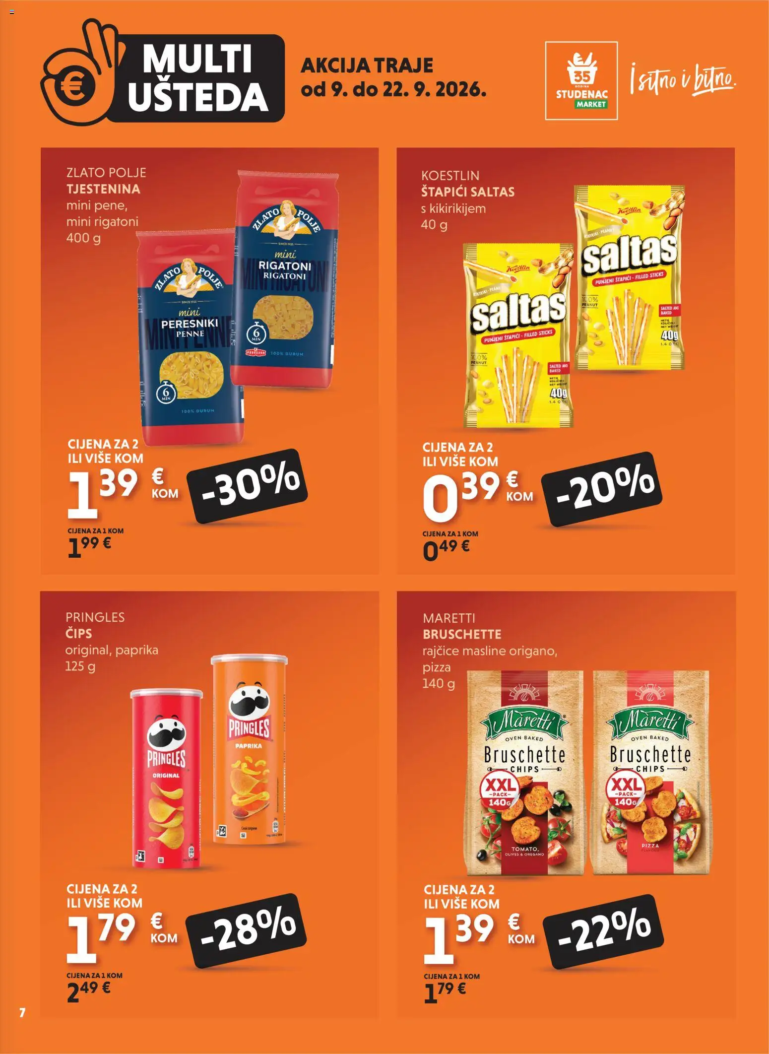 Studenac katalog | vrijedi od 09.09.2026 | Stranica: 7 | Proizvodi: Chips, Rajčice, Tjestenina, Bruschette