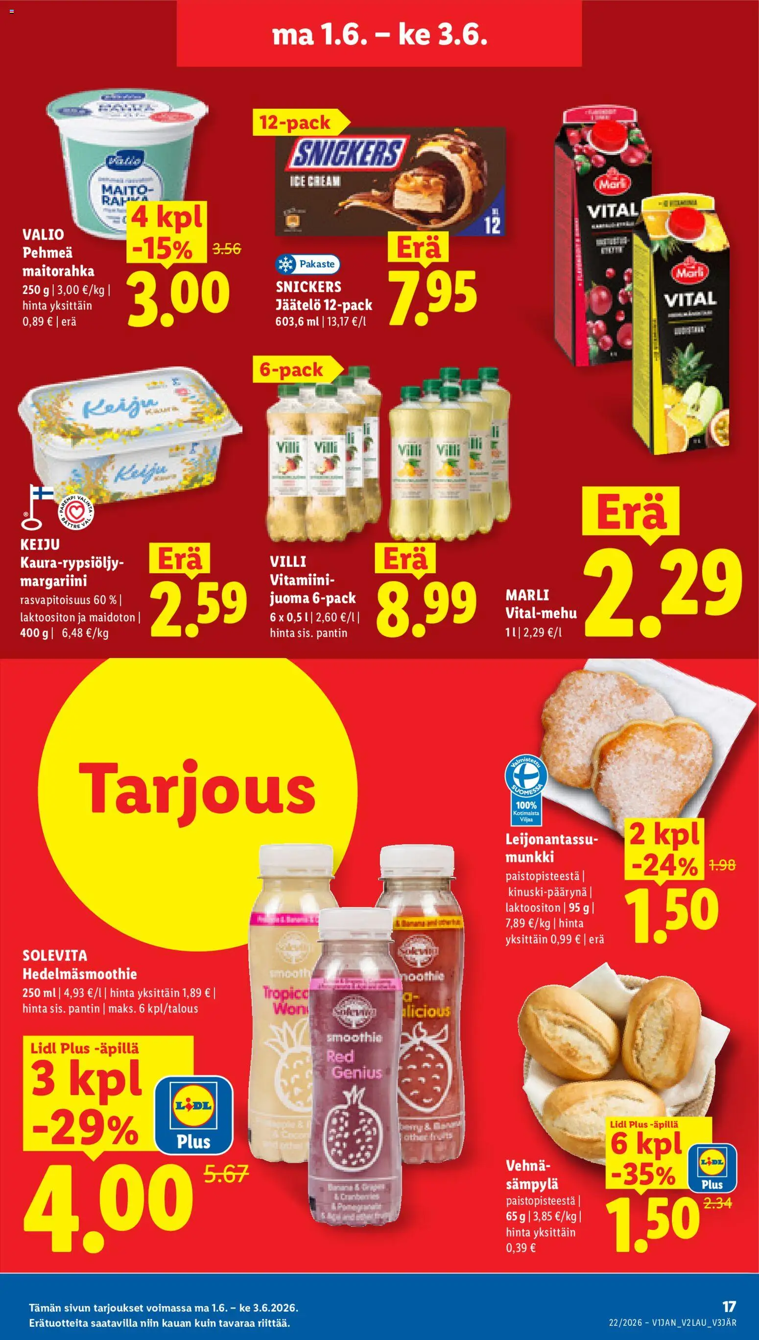 Lidl tarjoukset – voimassa 28.05.2026 alkaen | Sivu: 23 | Tuotteet: Margariini, Maito, Jäätelö