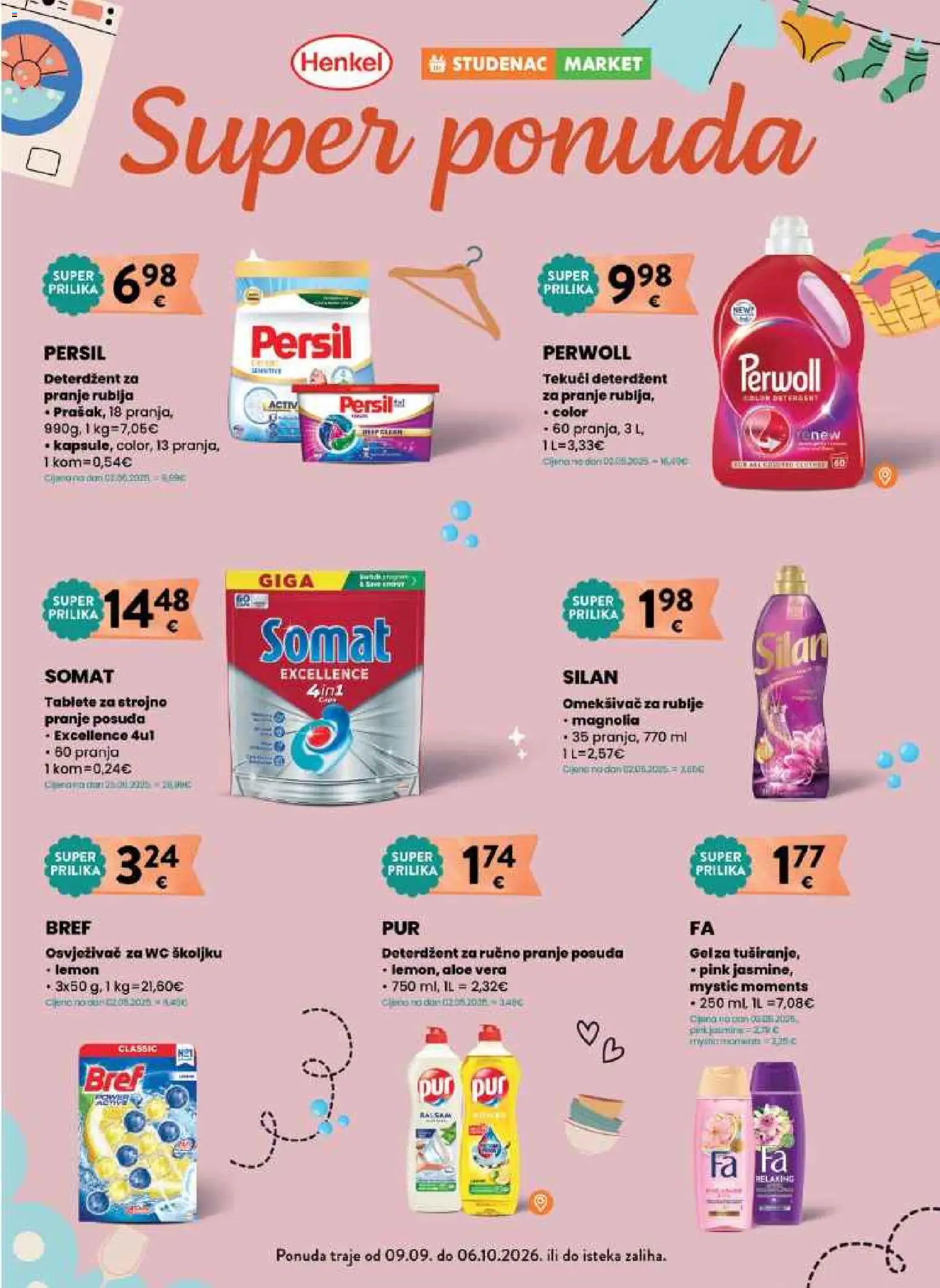 Studenac katalog | vrijedi od 09.09.2026 | Stranica: 41 | Proizvodi: Tekući deterdžent, Perwoll, Persil, Aloe vera