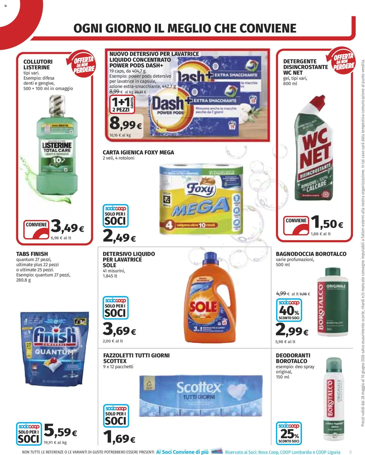 Volantino COOP del 28.05.2026 | Pagina: 9 | Prodotti: Detergente, Lavatrice, Data, WC