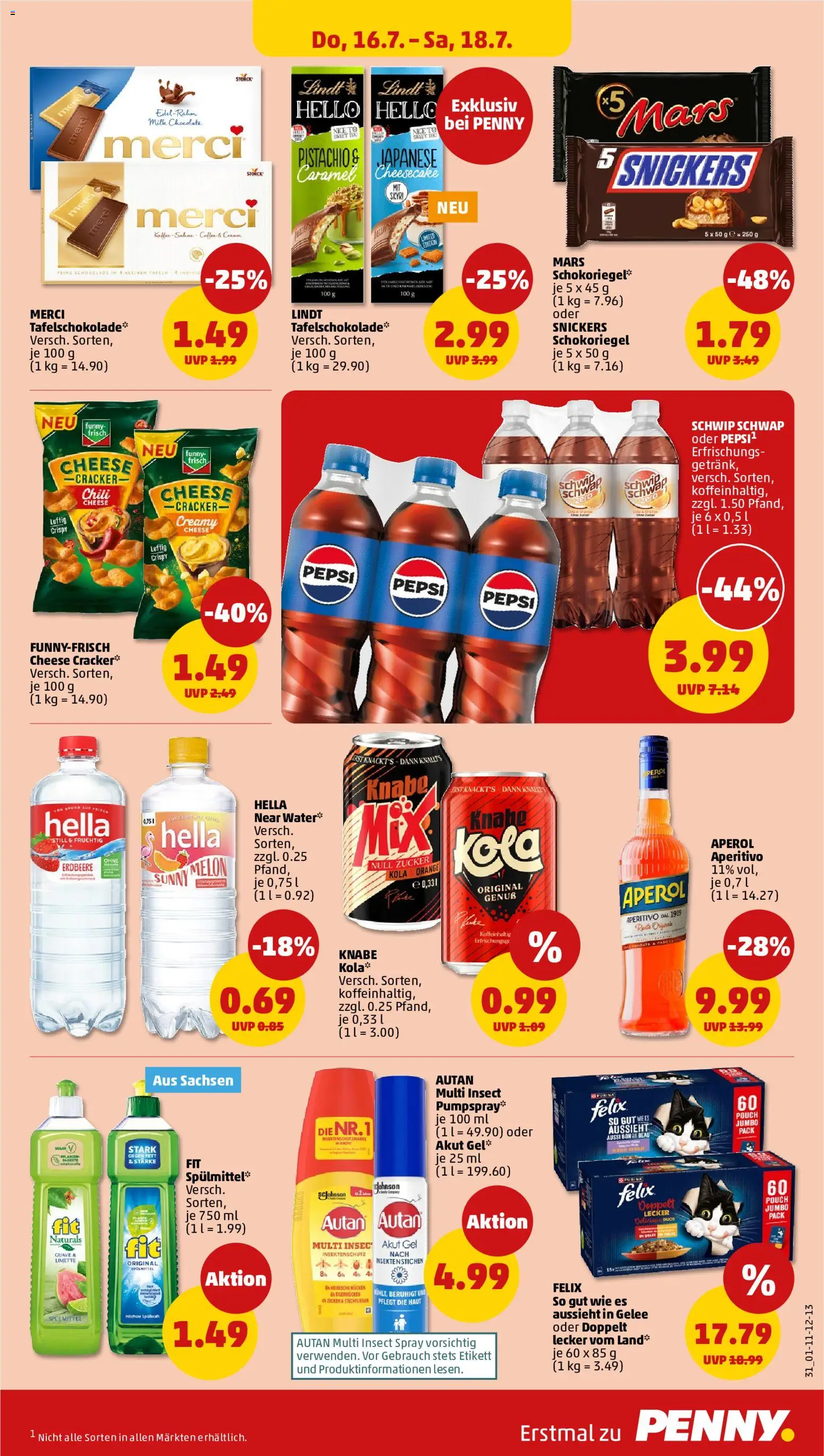 Penny Prospekt – gültig ab 13.07.2026 | Seite: 35 | Produkte: Cola, Snickers, Hella, Chili