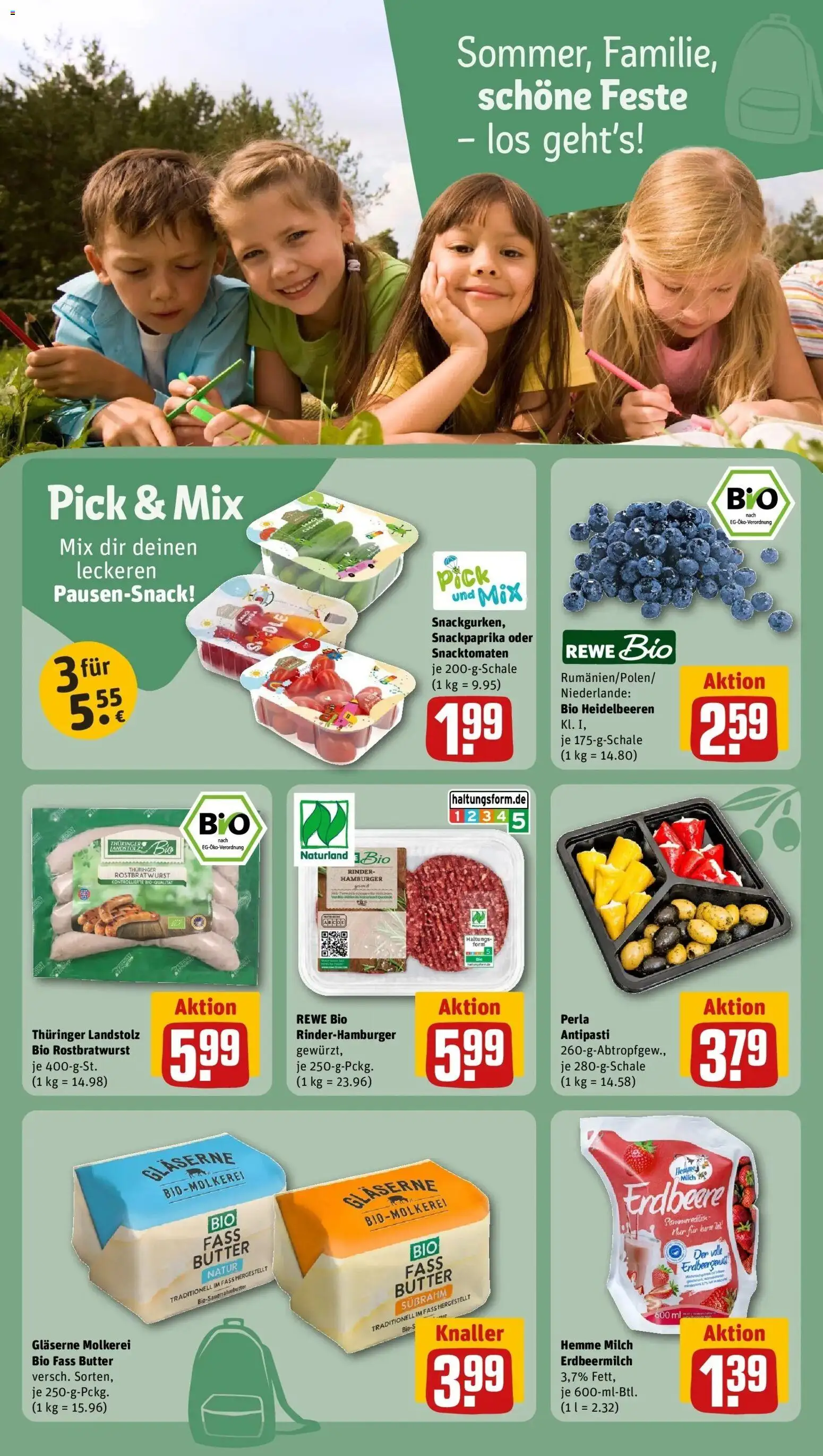 REWE Prospekt ab 17.08.2026 zum Blättern » Angebote | Seite: 14 | Produkte: Milch, Butter, Heidelbeeren