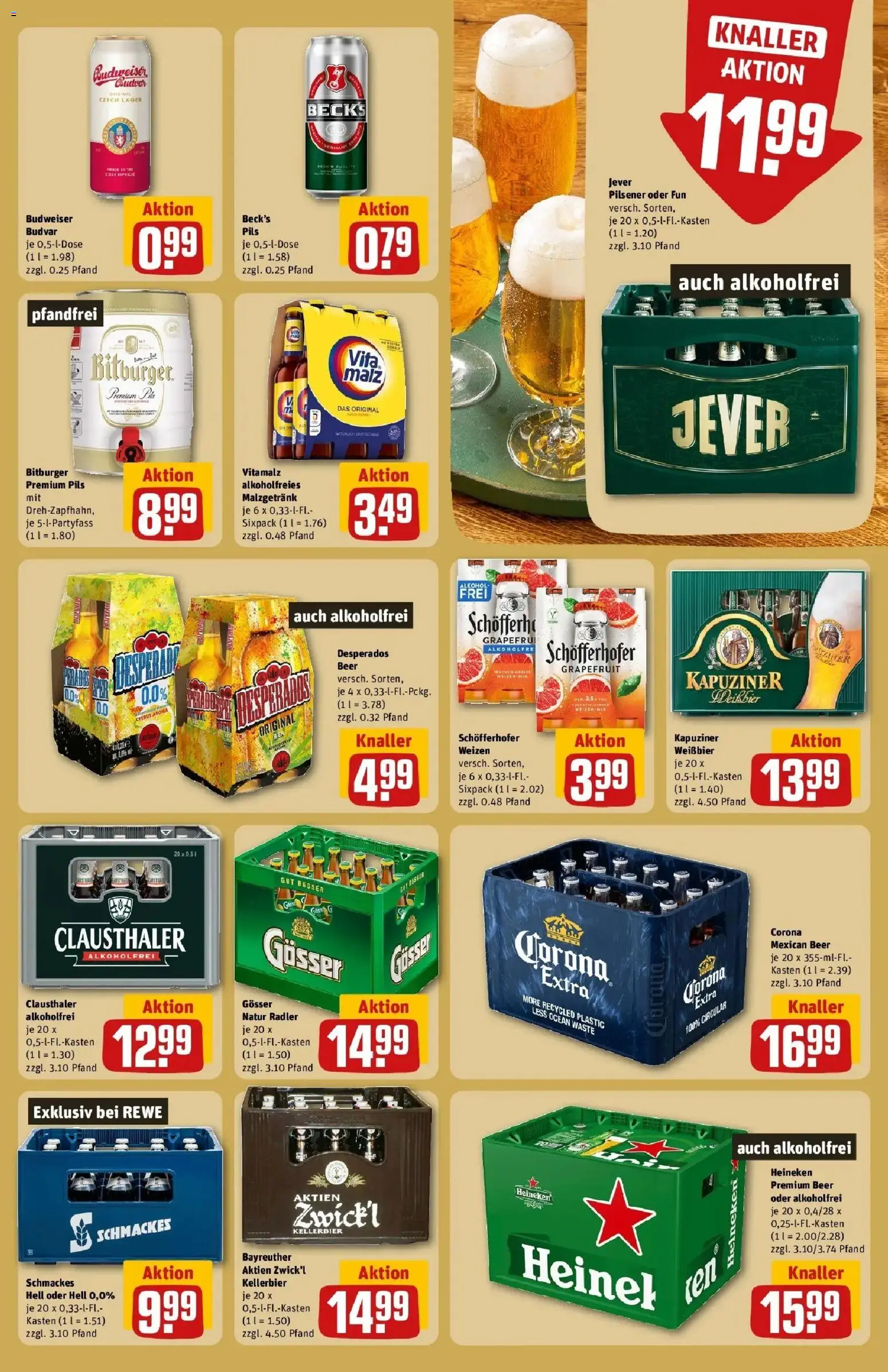 REWE Prospekt ab 14.09.2026 zum Blättern » Angebote | Seite: 21 | Produkte: Bitburger, Weißbier, Grapefruit, Budweiser