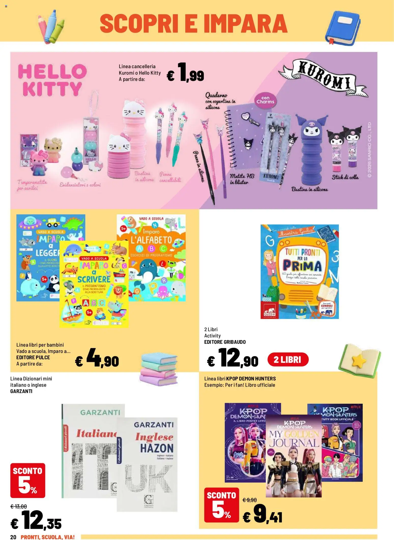 Volantino Iper del 10/08/2026 | Pagina: 20 | Prodotti: Libri, Temperamatite, Colla, Silicone