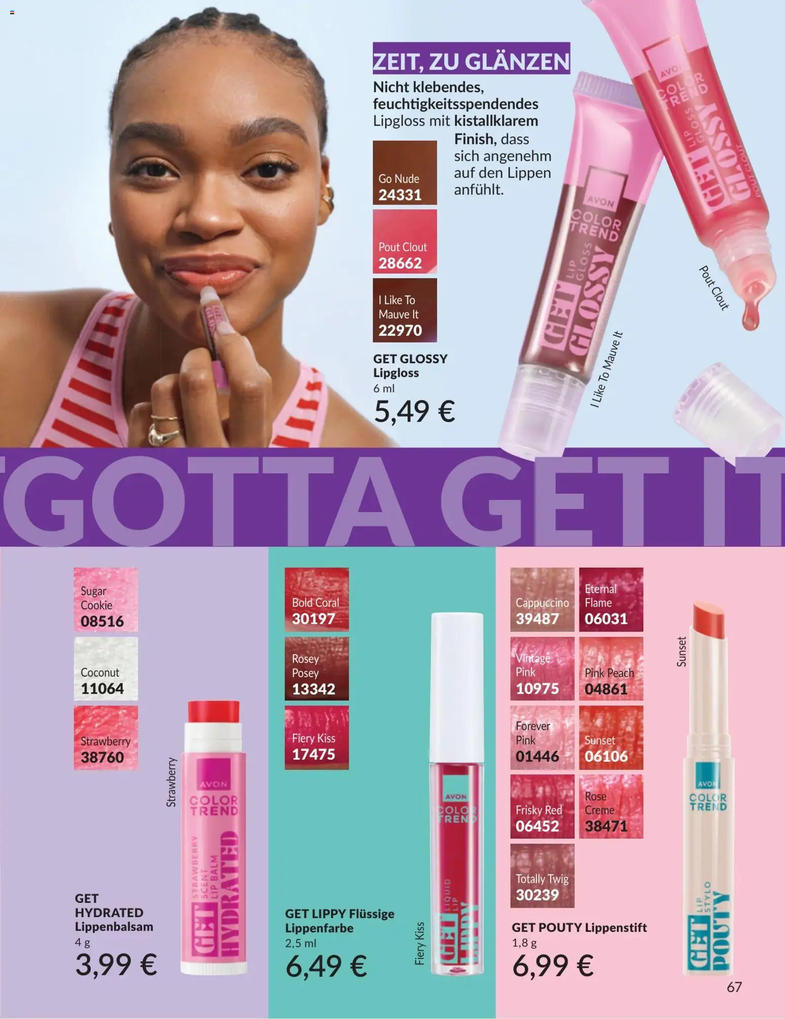 AVON Katalog Juli 2026 – gültig ab 01.07.2026 | Seite: 67 | Produkte: Coral, Lippenstift, Lipgloss, Lippenbalsam
