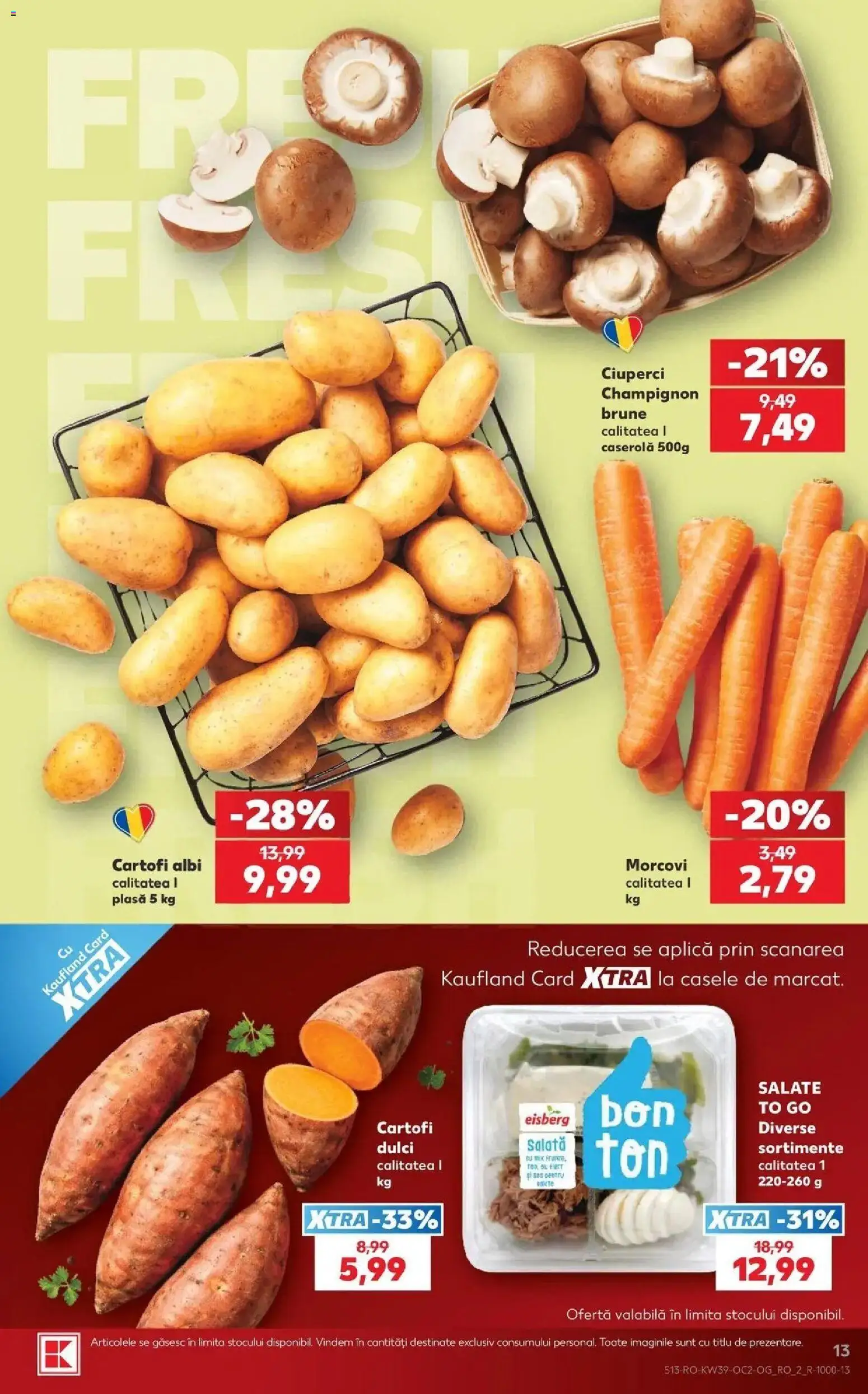 Kaufland Constanța 23.09.2026 - Revista si Oferta | Pagină: 13 | Produse: Aplică, Ciuperci, Salată, Cartofi