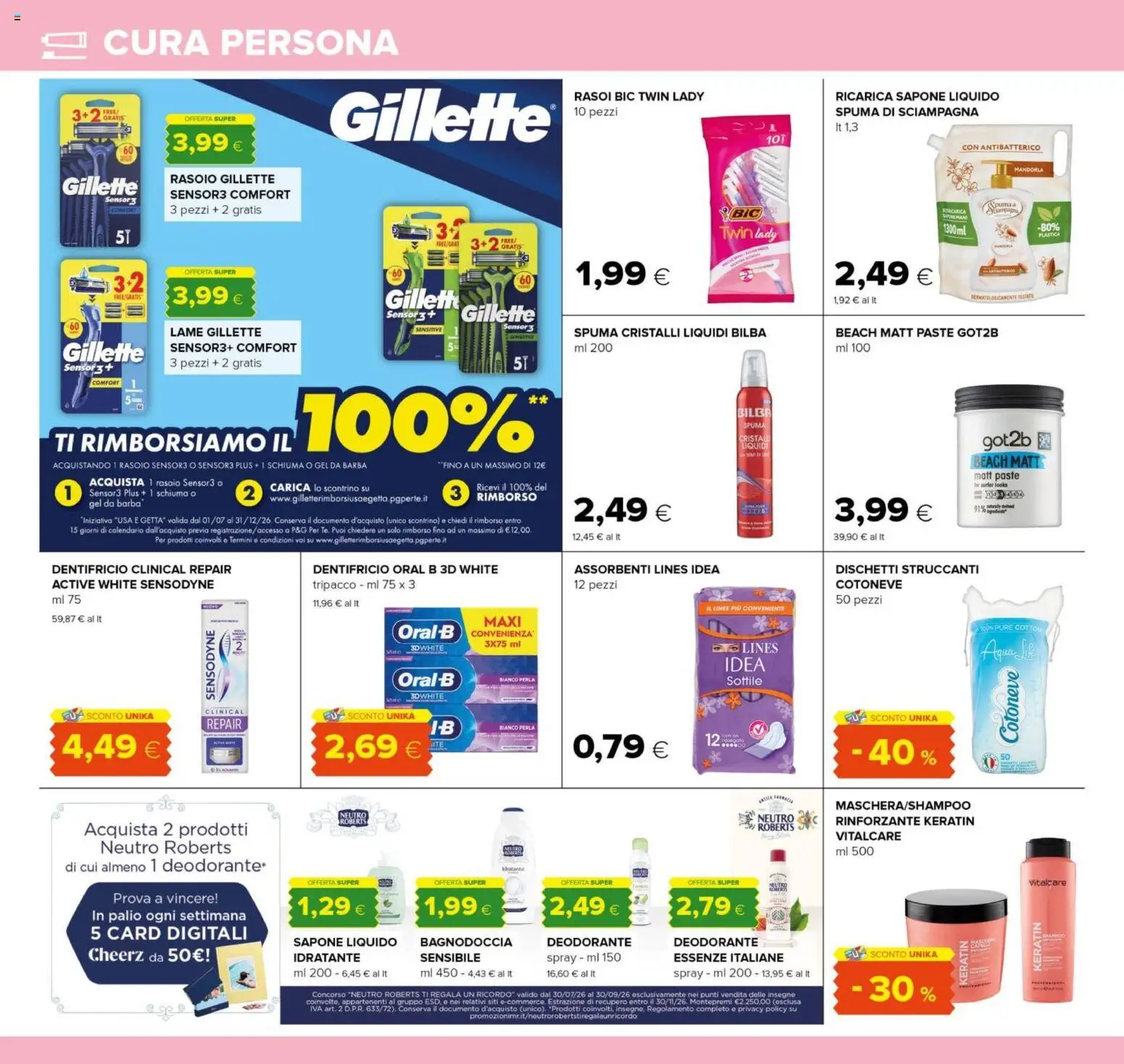Volantino Oasi del 21/08/2026 | Pagina: 26 | Prodotti: Schiuma, Dentifricio, Dischetti struccanti, Mandorla