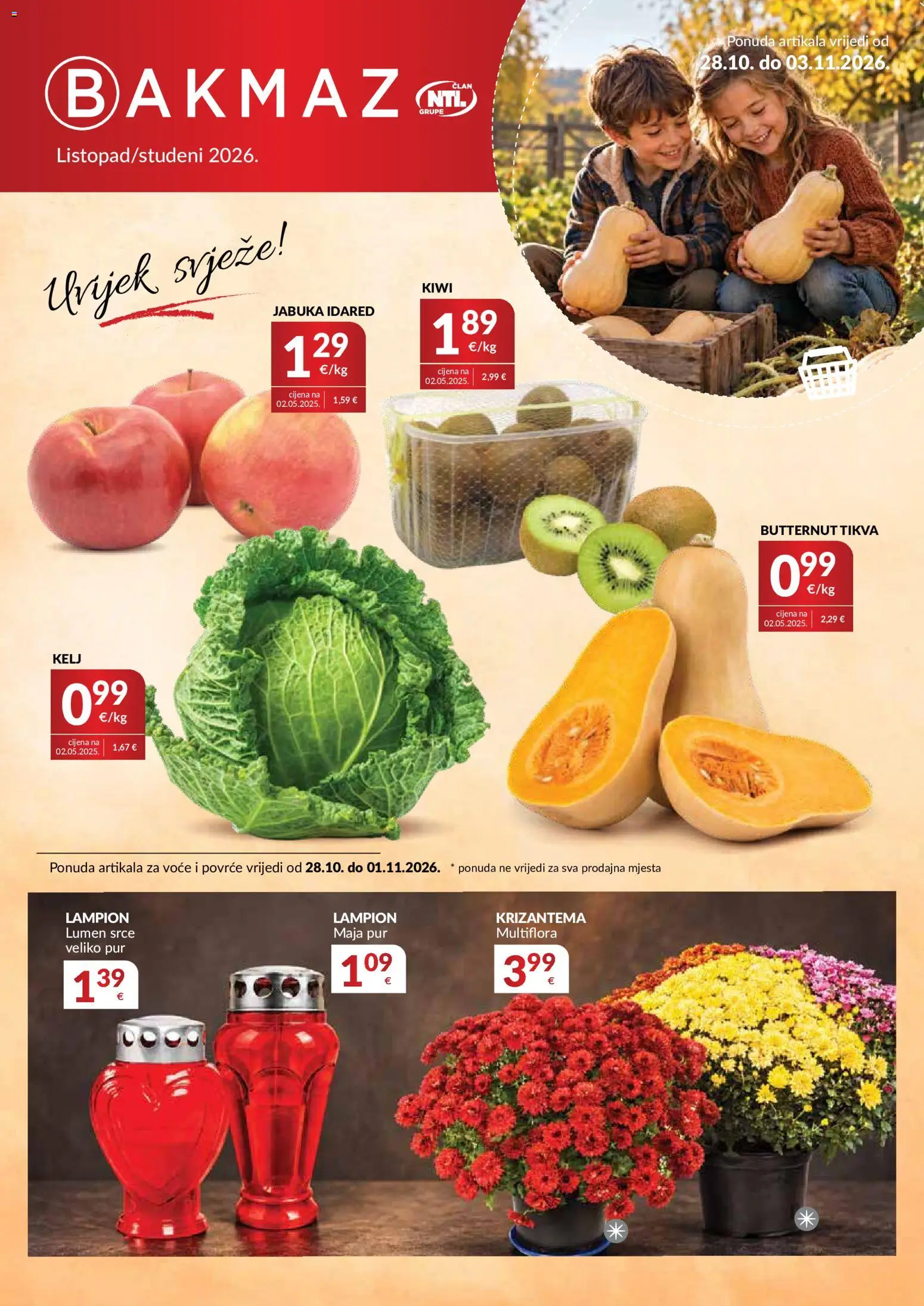Bakmaz katalog | vrijedi od 28.10.2026 | Stranica: 1 | Proizvodi: Povrće, Voće, Lampion, Jabuka