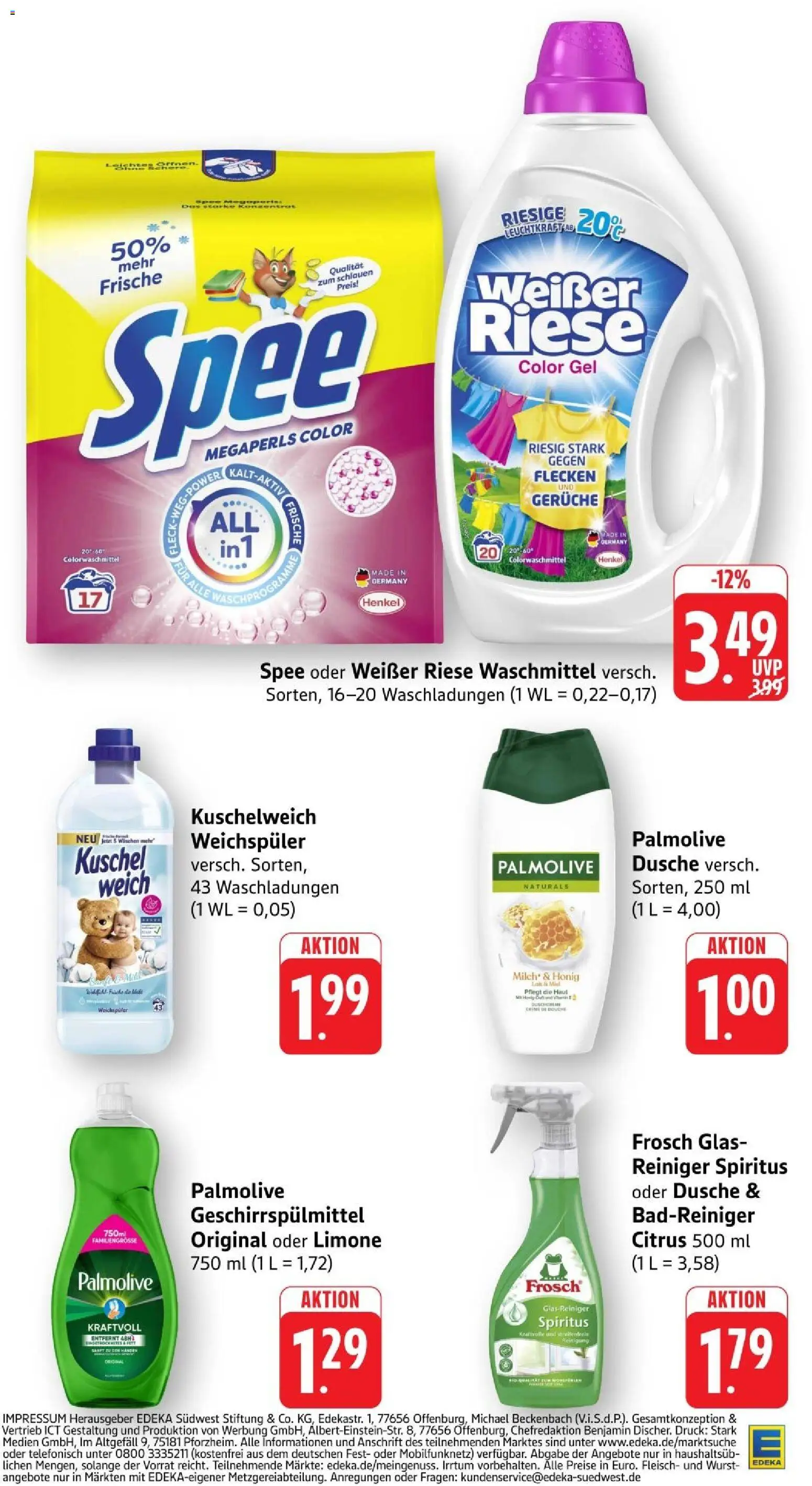 Edeka Prospekt Stuttgart – gültig ab 23.08.2026 | Seite: 34 | Produkte: Kuschelweich, Weichspüler, Geschirrspülmittel, Wurst