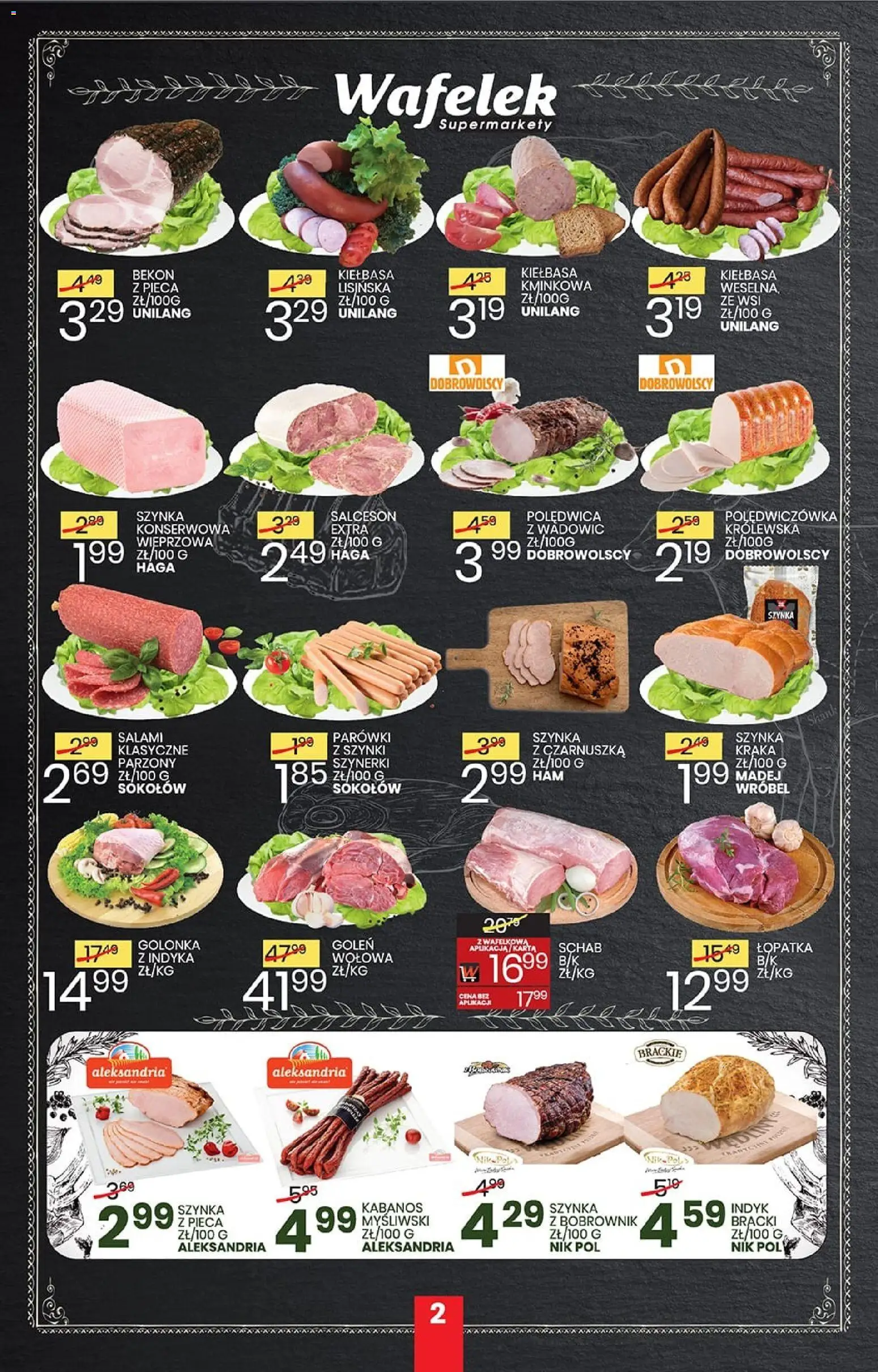 Wafelek gazetka od 07.09.2026 | Strona: 2 | Produkty: Golonka, Karta, Schab, Kabanos
