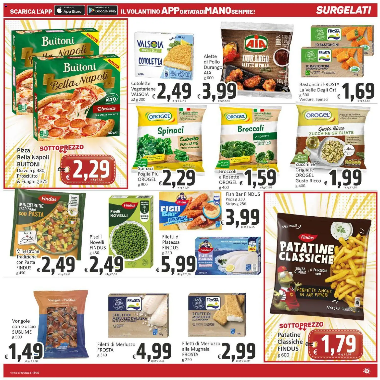 Volantino Paghi Poco del 31/07/2026 | Pagina: 9 | Prodotti: Arrosto, Pollo, Merluzzo, Pasta
