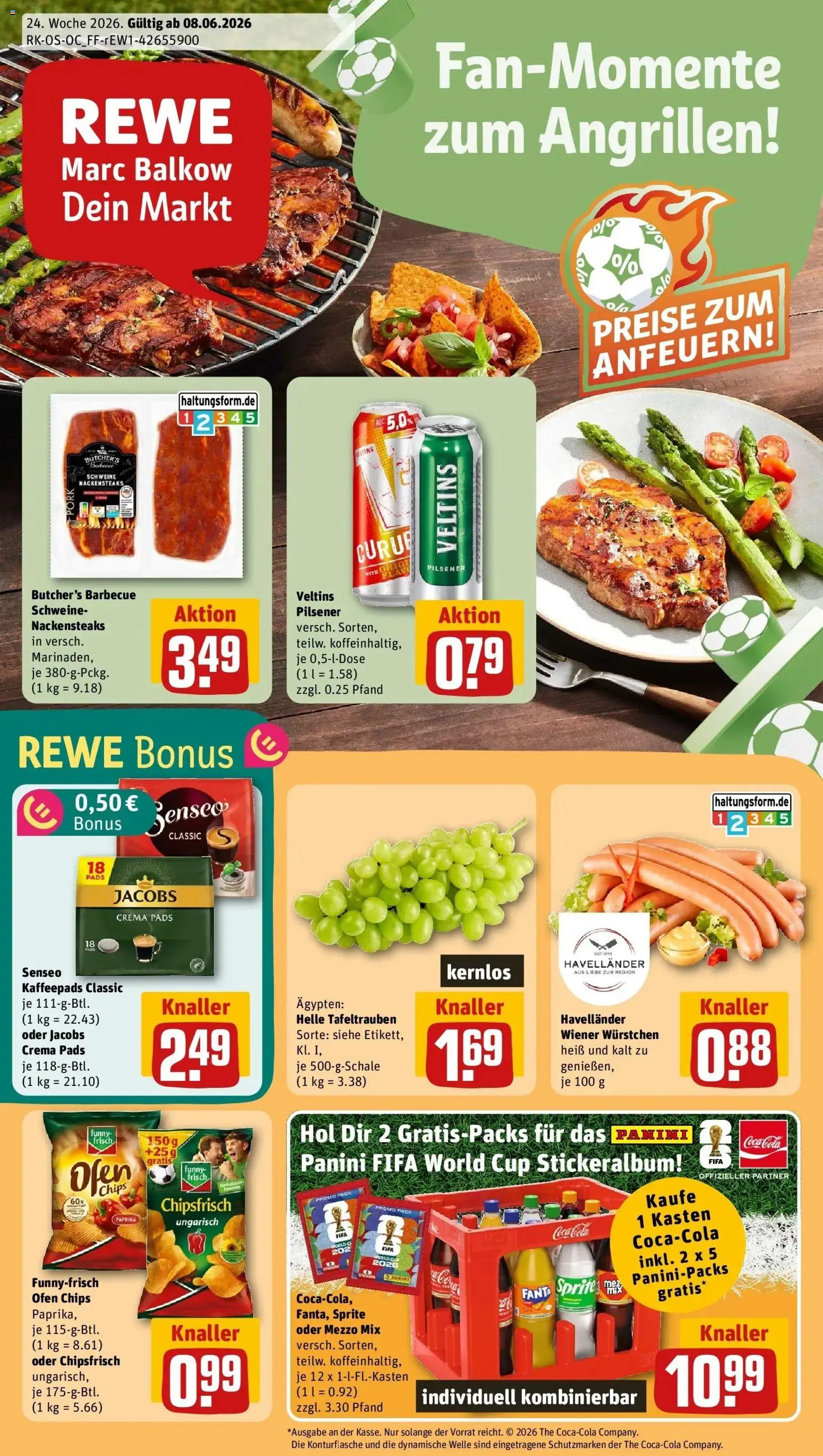Rewe Prospekt Berlin / Friedrichshain – gültig ab 08.06.2026 | Seite: 1 | Produkte: Kaffeepads, Coca cola, Sprite, Cola