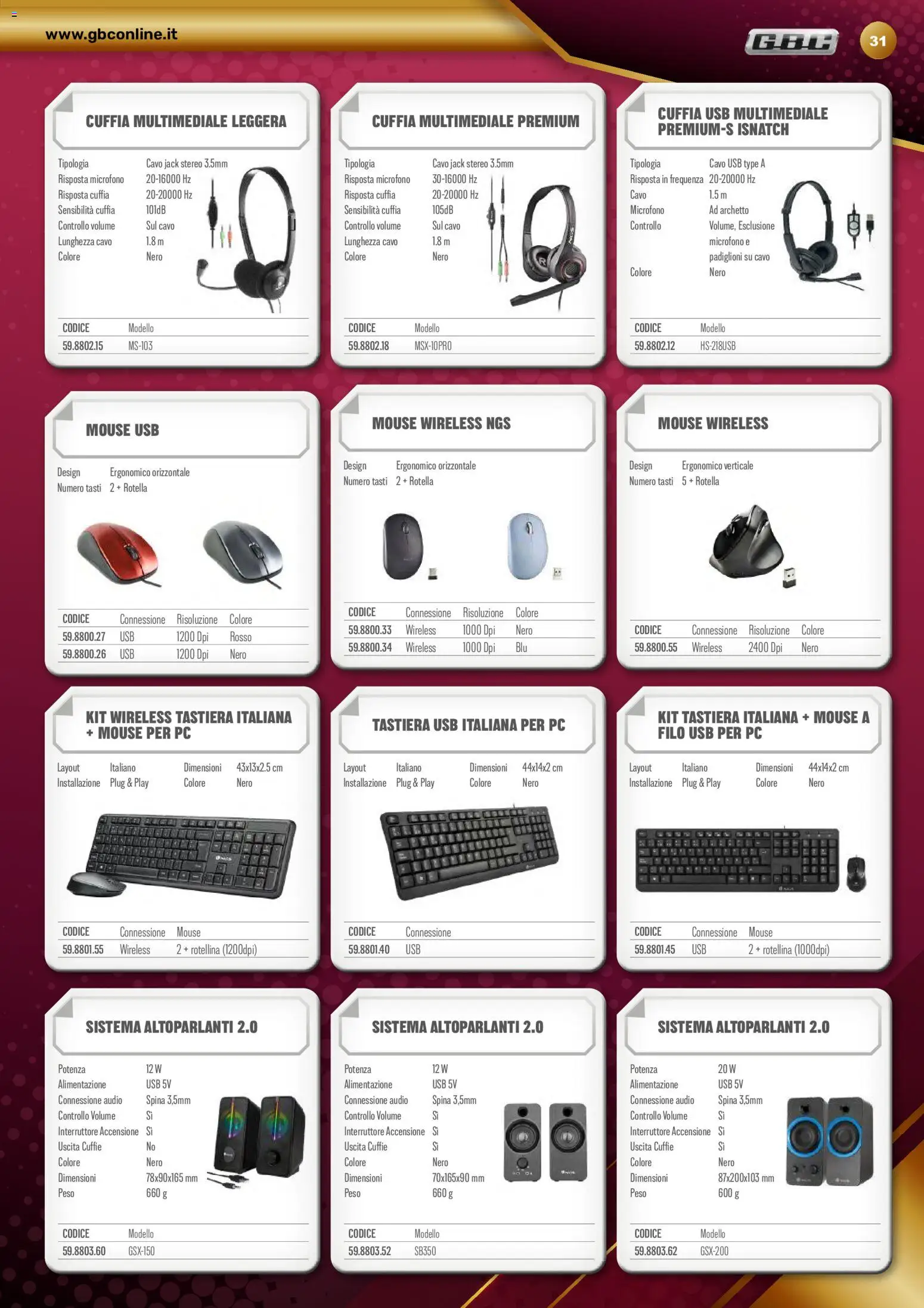 Volantino GBC del 22/10/2026 | Pagina: 31 | Prodotti: PC, Mouse, Tastiera, USB