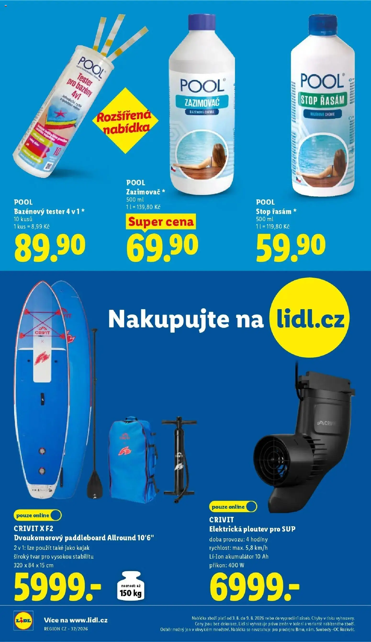 Lidl aktuální leták - Spotřební zboží od 03.08.2026 | Strana: 3 | Produkty: Bazény, Bazénová chemie, Hodiny, Paddleboard