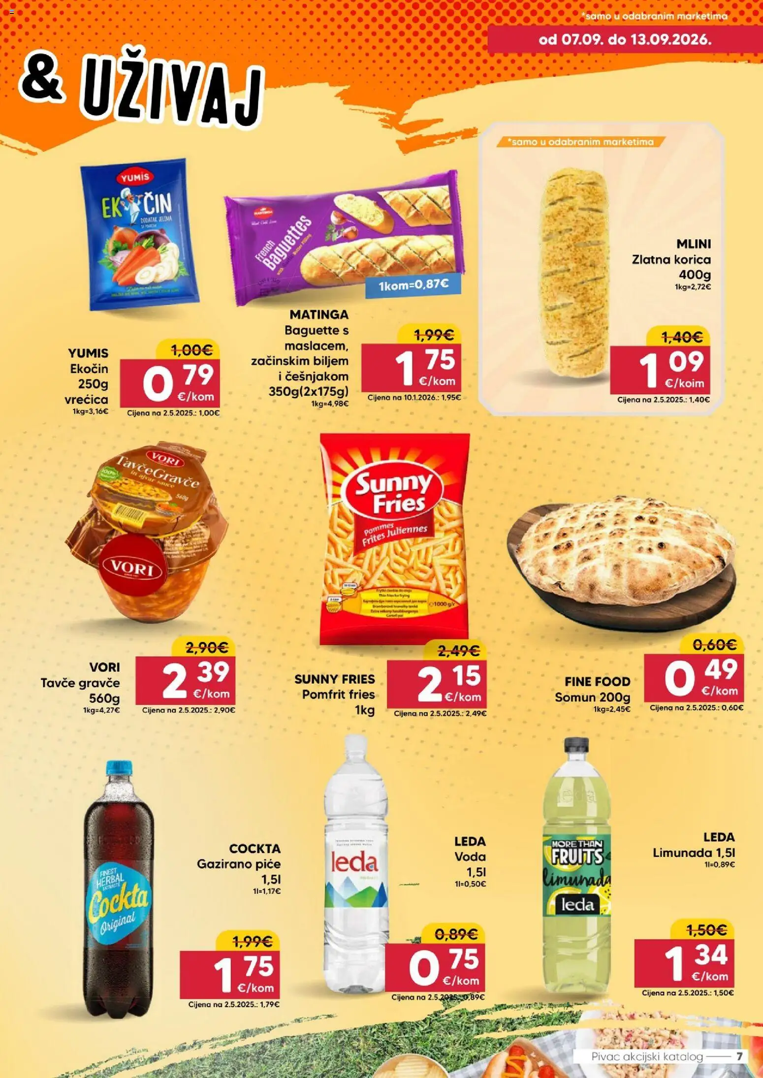 Pivac katalog | vrijedi od 07.09.2026 | Stranica: 7 | Proizvodi: Somun, Pommes frites, Voda, Limunada