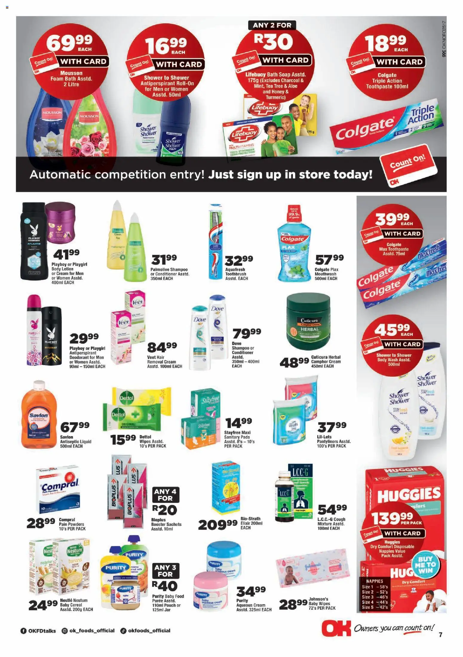 New OK Foods catalogue – valid from 15/07/2026 | Page: 7 | Products: Cream, Baby food, Body wash, Lotion
