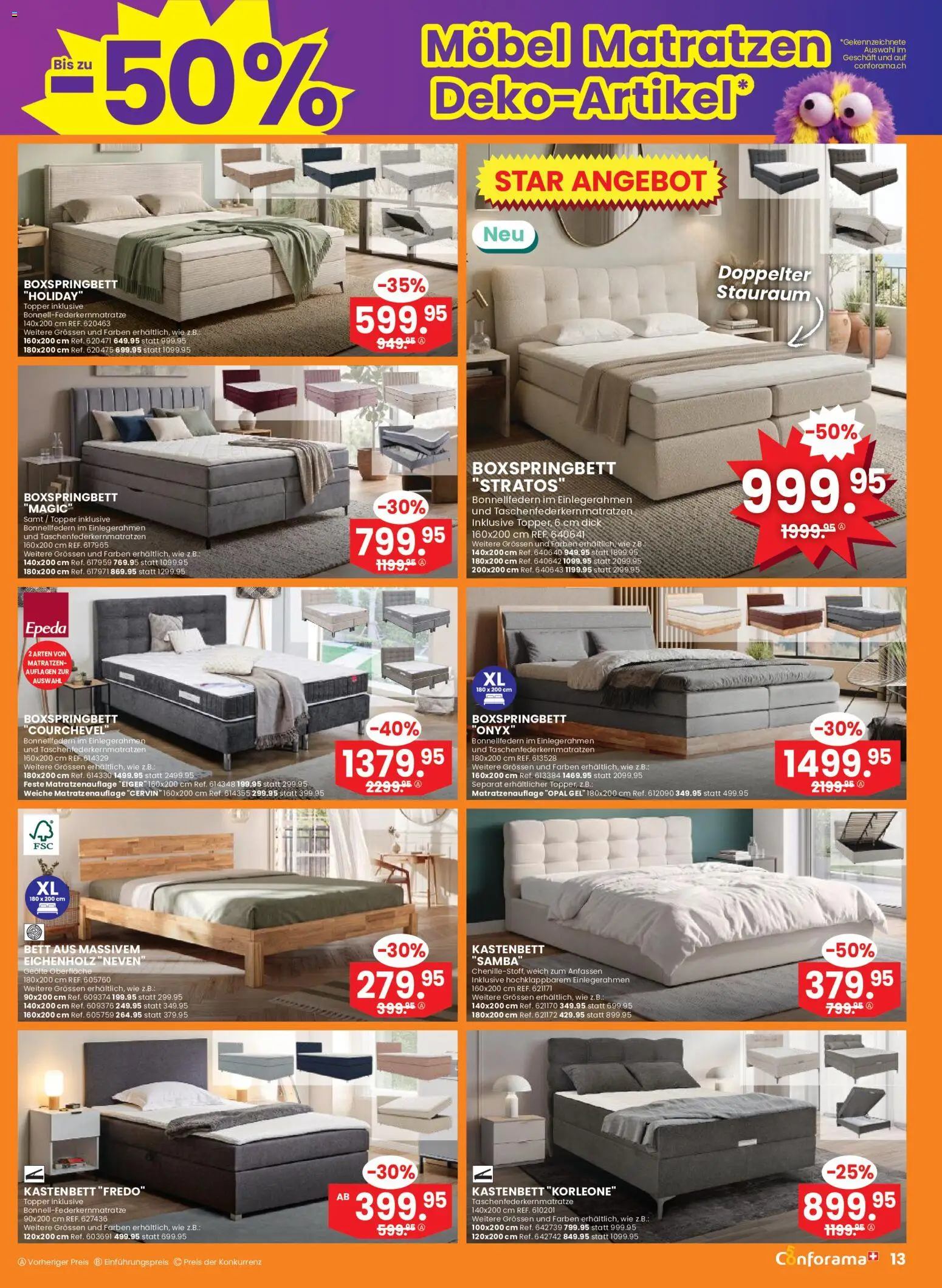 Conforama aktionen – gültig ab 30.09.2026 | Seite: 13 | Produkte: Topper, Bett, Boxspringbett