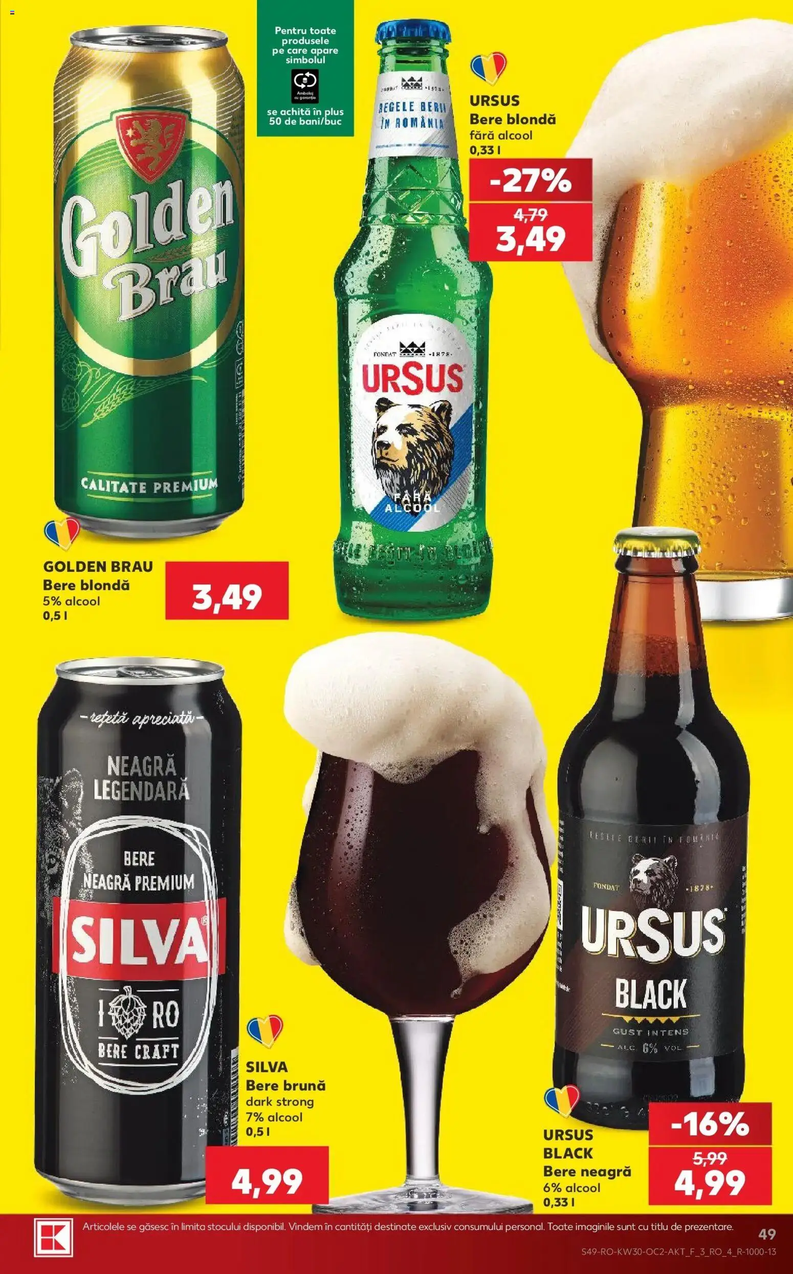 Noul catalog Kaufland – valabil de la 22.07.2026 | Pagină: 49 | Produse: Golden Brau, Premium, Ursus, Plus