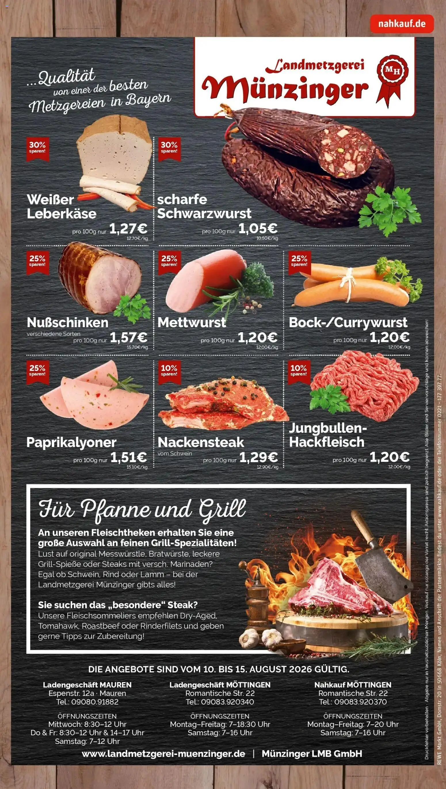 REWE Prospekt ab 10.08.2026 zum Blättern » Angebote | Seite: 8 | Produkte: Grill, Roastbeef, Uhr, Hackfleisch