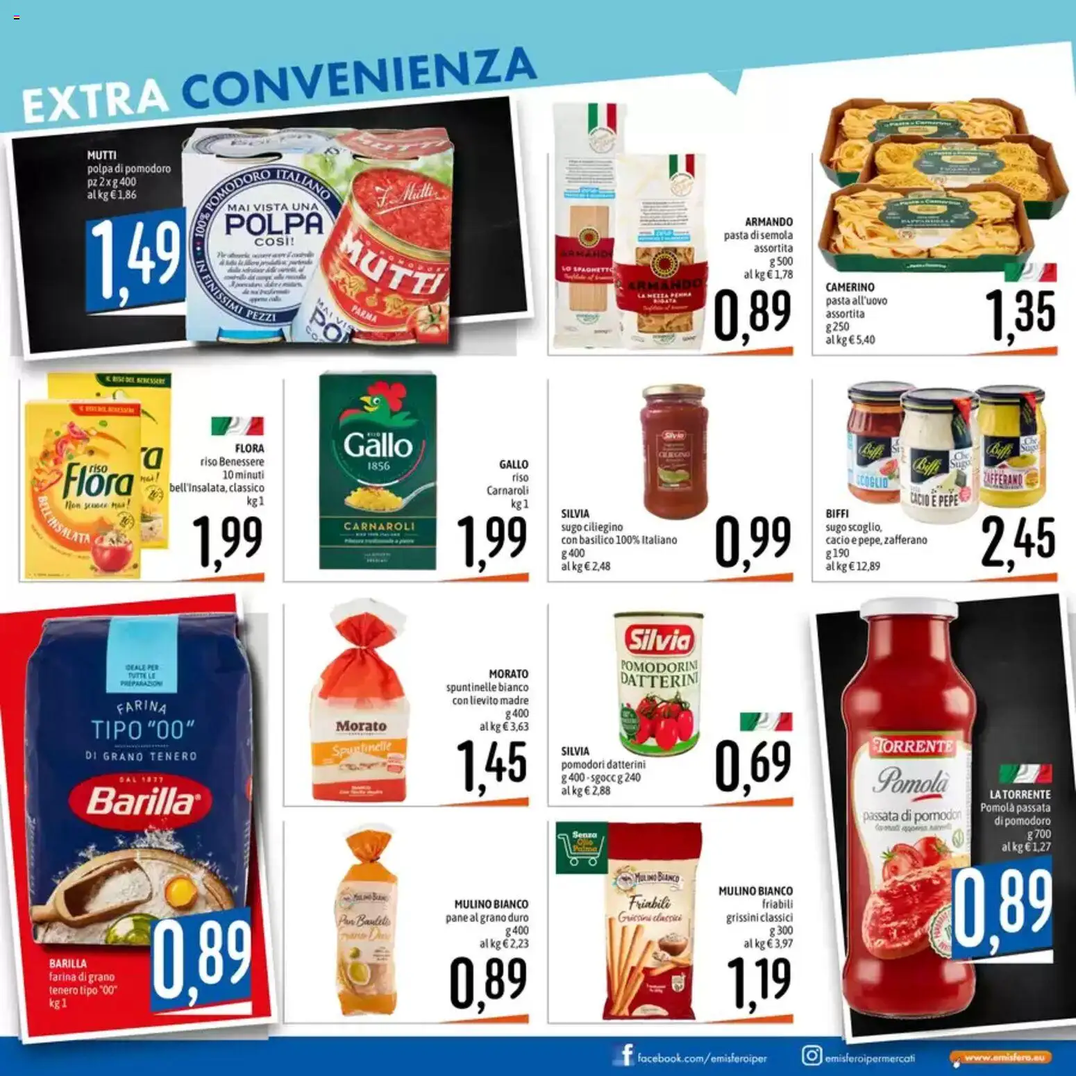 Volantino Emisfero del 28.05.2026 | Pagina: 3 | Prodotti: Riso Carnaroli, Pomodori, Basilico, Grissini