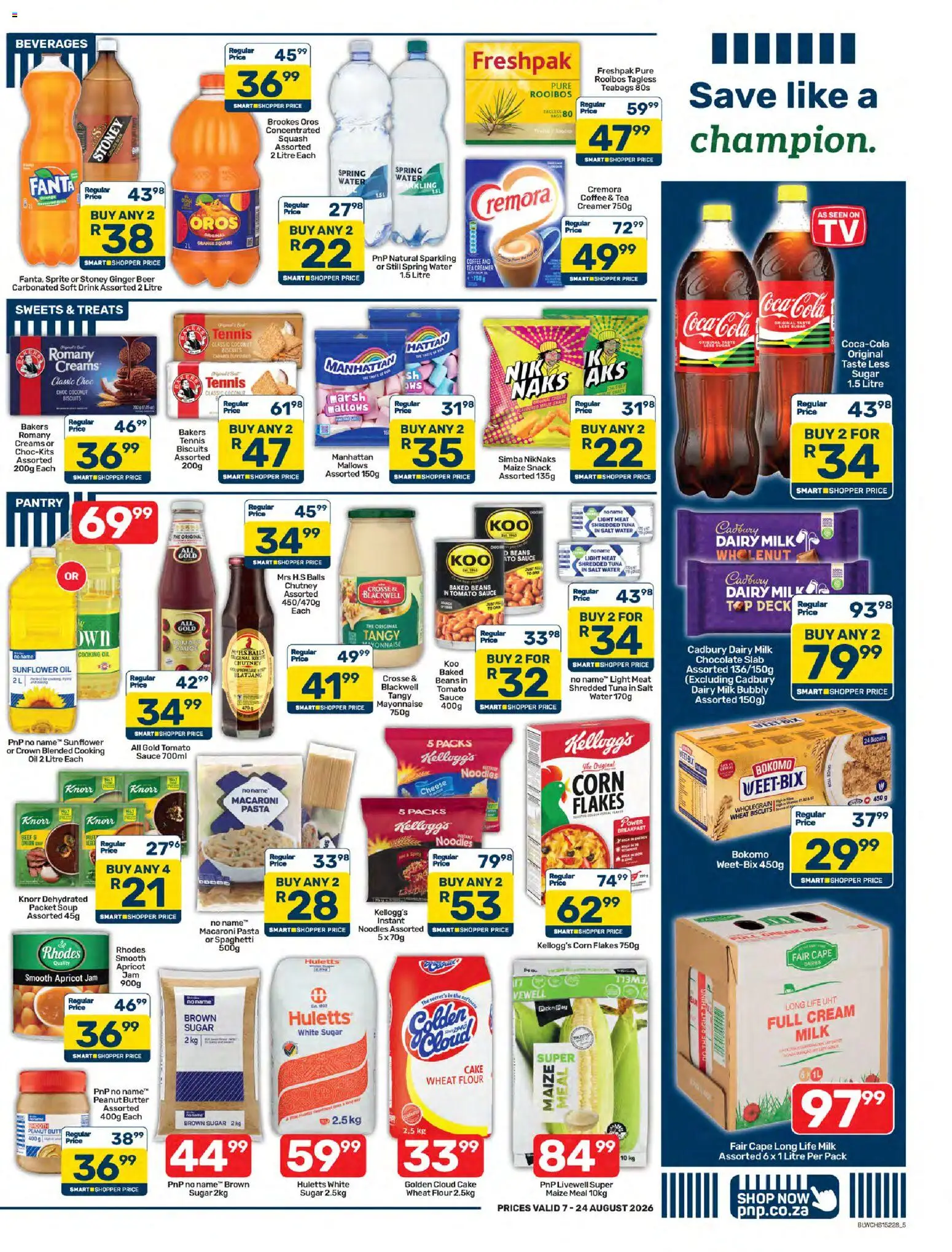 New Pick n Pay catalogue – valid from 07/08/2026 | Page: 5 | Products: Corn, Jam, Corn flakes, Mayonnaise