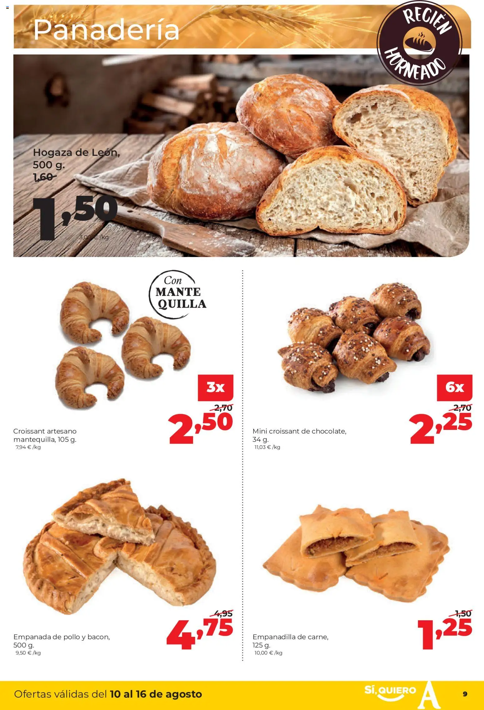 Alimerka folleto Castilla y León │ válido desde el 10/08/2026 | Página: 9 | Productos: Croissant, Panadería, Pollo