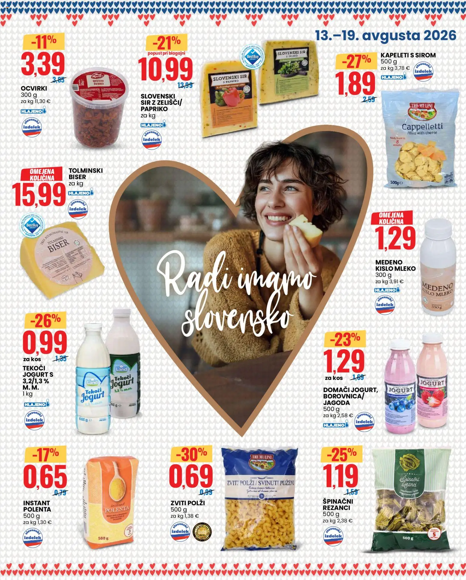 Novi Eurospin katalog ponudbe – veljaven od 13.08.2026 | Stran: 3 | Izdelki: Rezanci, Mleko, Jogurt, Polenta