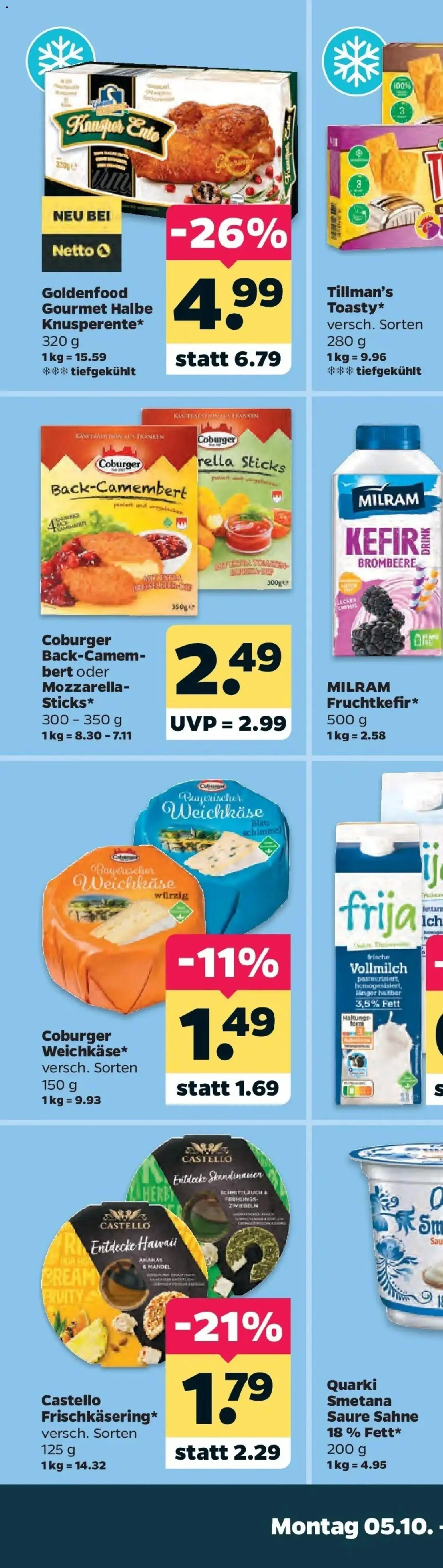 Netto Aktueller Prospekt ab 05.10.2026 → Angebote nächste Woche | Seite: 21 | Produkte: Mozzarella, Ananas, Sahne, Ente