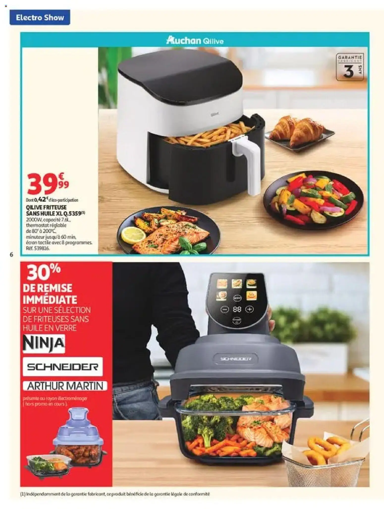 {H1} | Page: 6 | Produits: Friteuse sans huile, Air fryer, Arthur Martin, Huile