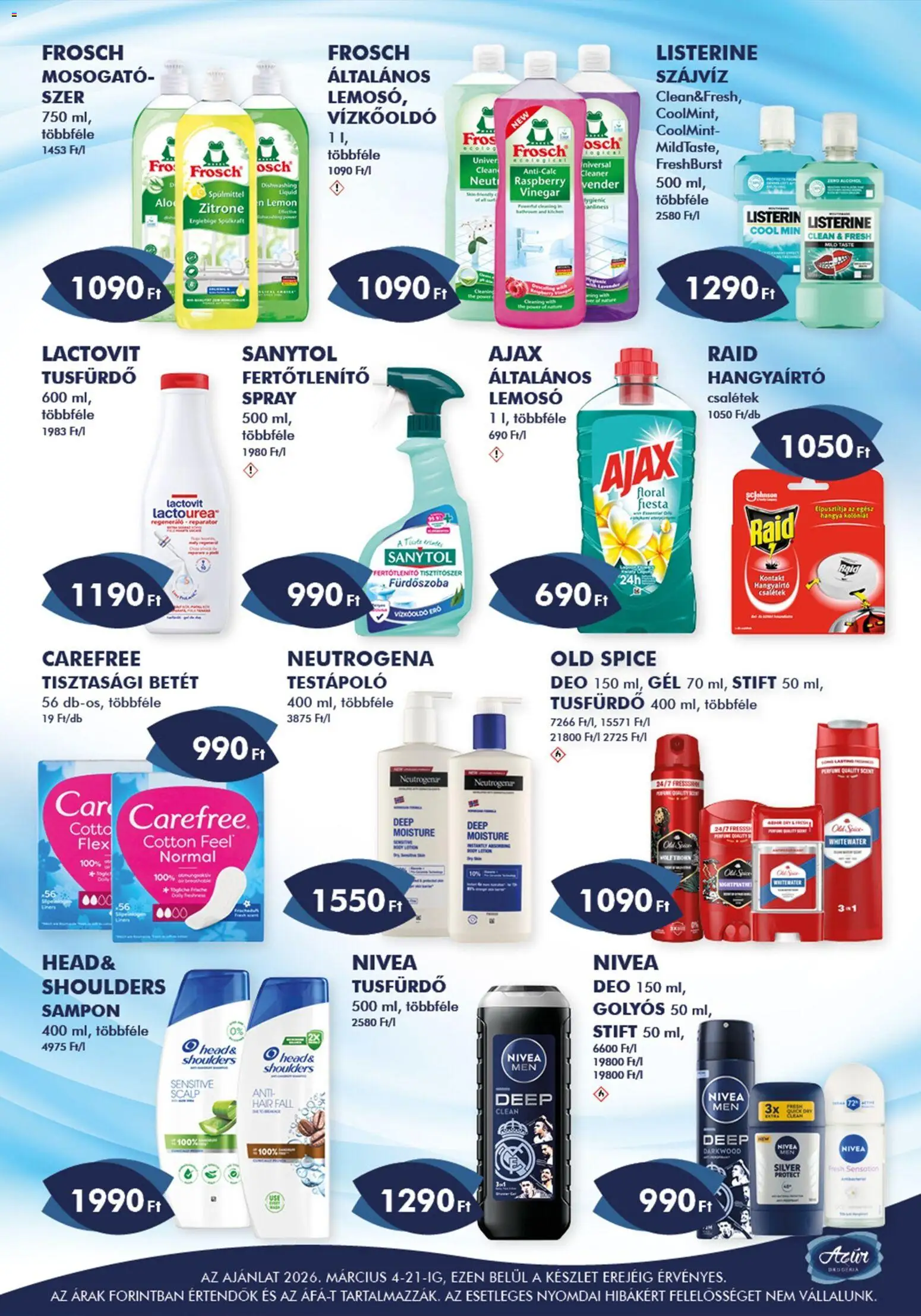 Azur akciós ujság - amely érvényes a következő dátumtól: 04.03.2026 | Oldal: 5 | Termékek: Old spice, Body, Tusfürdő, Kés