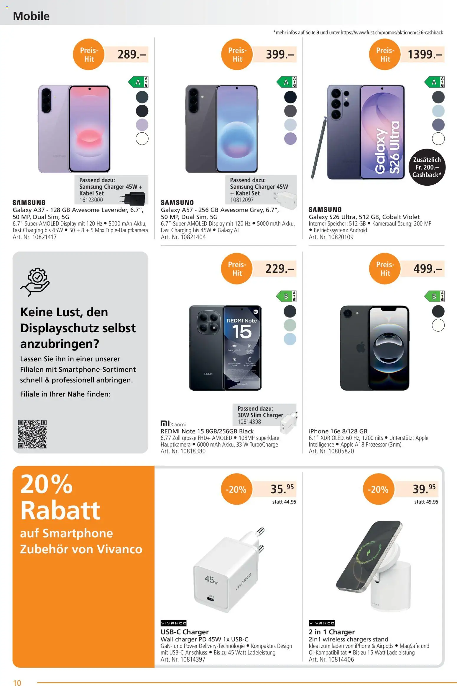 Fust aktionen – gültig ab 26.05.2026 | Seite: 10 | Produkte: Smartphone, Apple, Samsung, Xiaomi