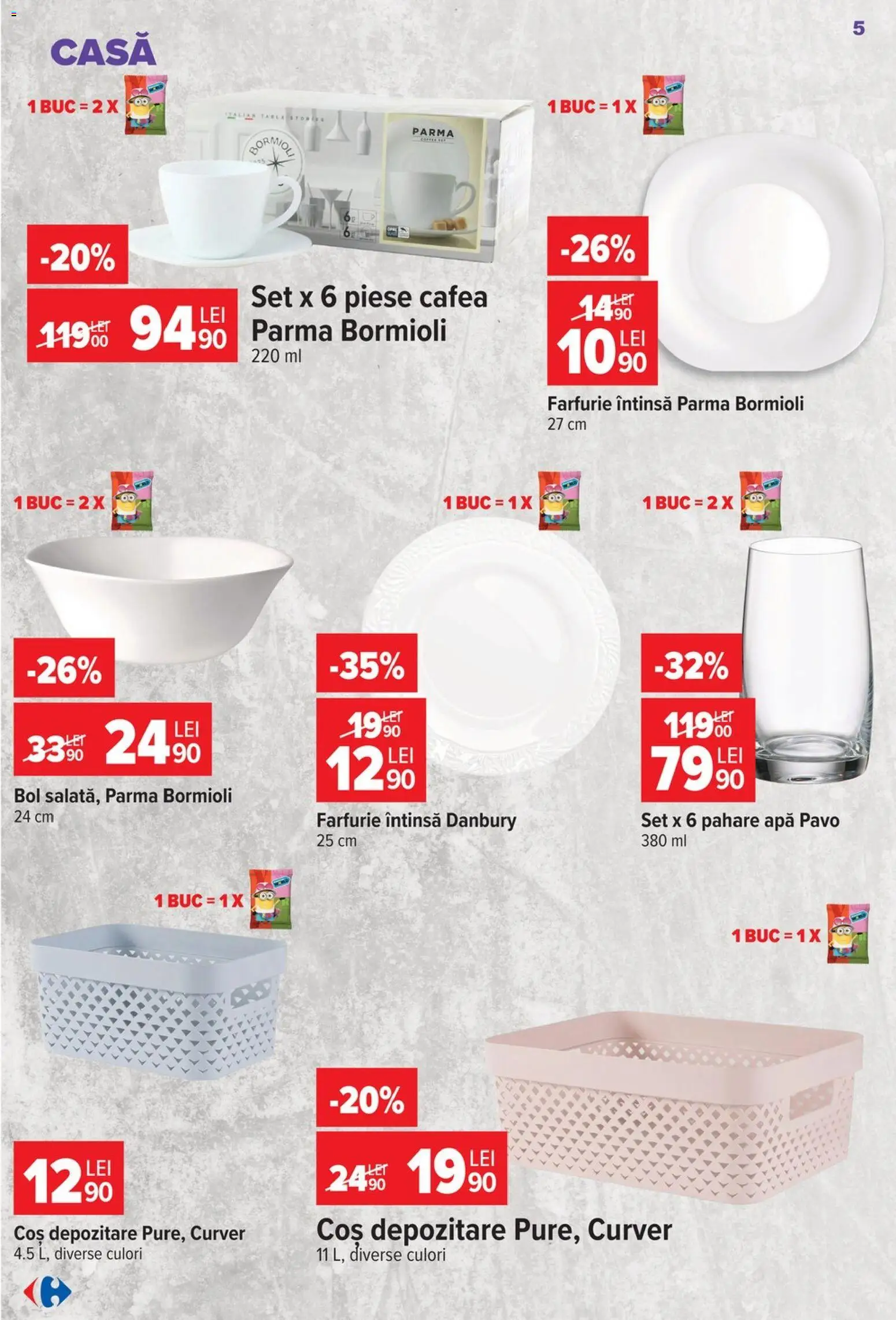 Noul catalog Carrefour – valabil de la 30.09.2026 | Pagină: 5 | Produse: Bol, Farfurie, Cafea, Depozitare