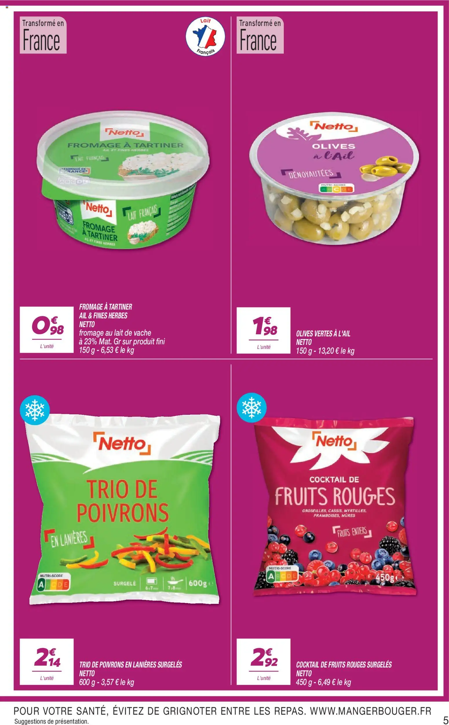 {H1} | Page: 5 | Produits: Myrtilles, Olives, Ail, Lait