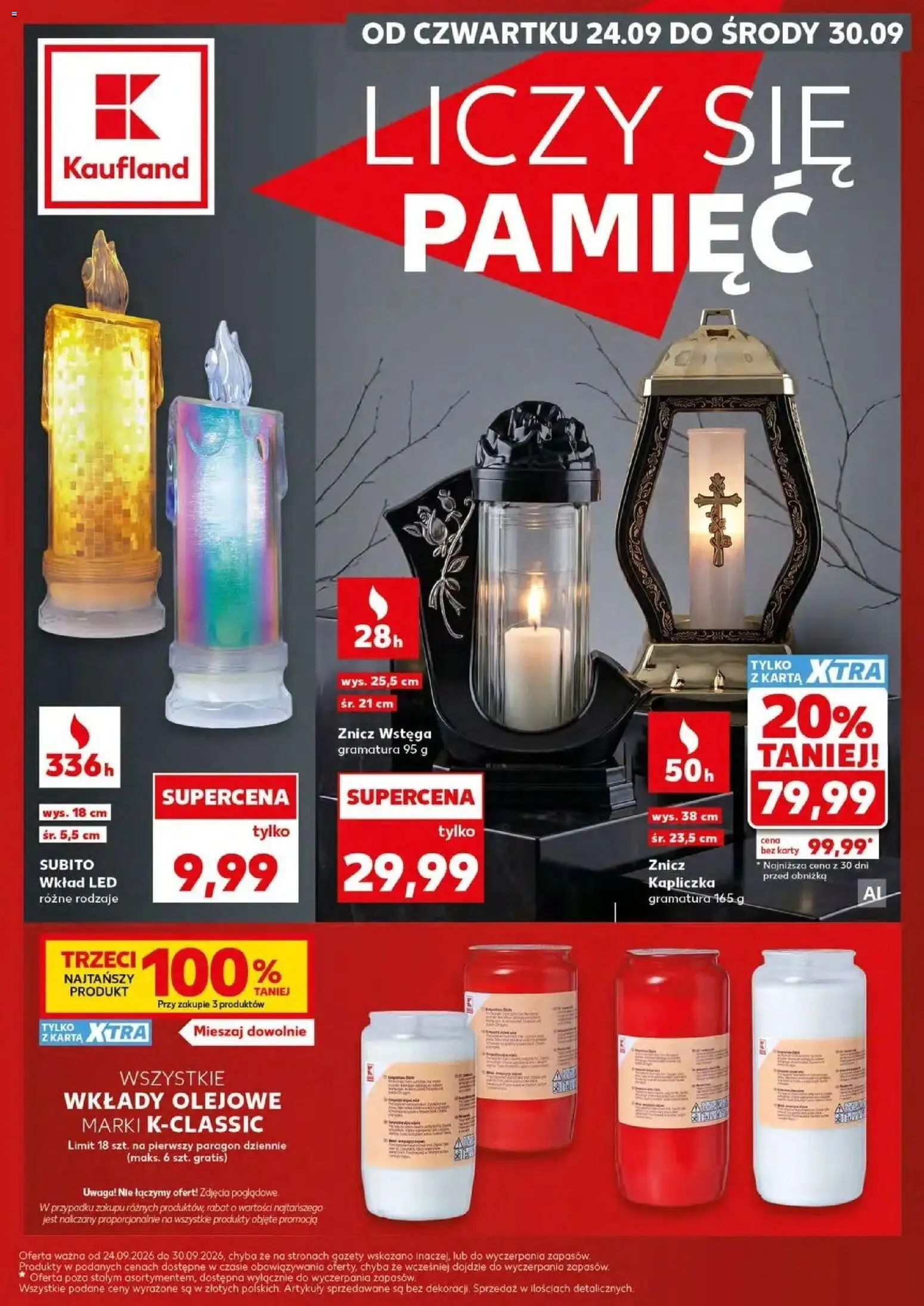 Kaufland gazetka - Znicze od 24.09.2026 - od jutra PDF | Strona: 1 | Produkty: Karta, Znicz kapliczka, Gazety