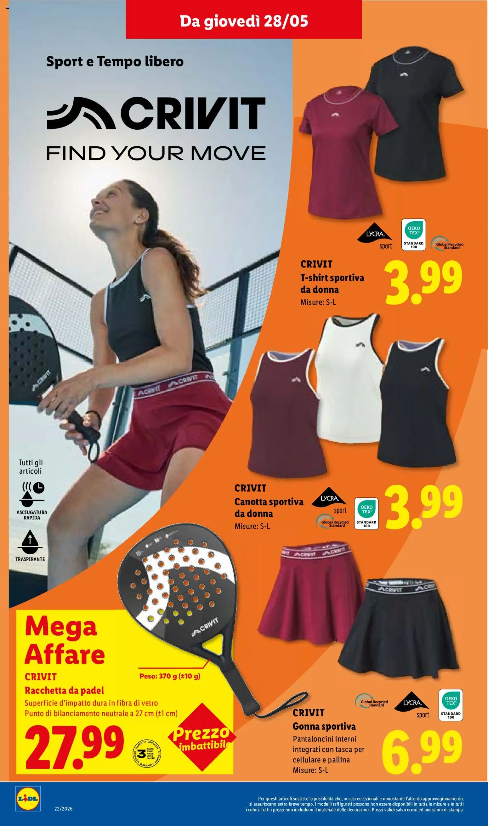 Volantino Lidl del 28.05.2026 | Pagina: 32 | Prodotti: Cellulare, Canotta, Pantaloncini, T-shirt