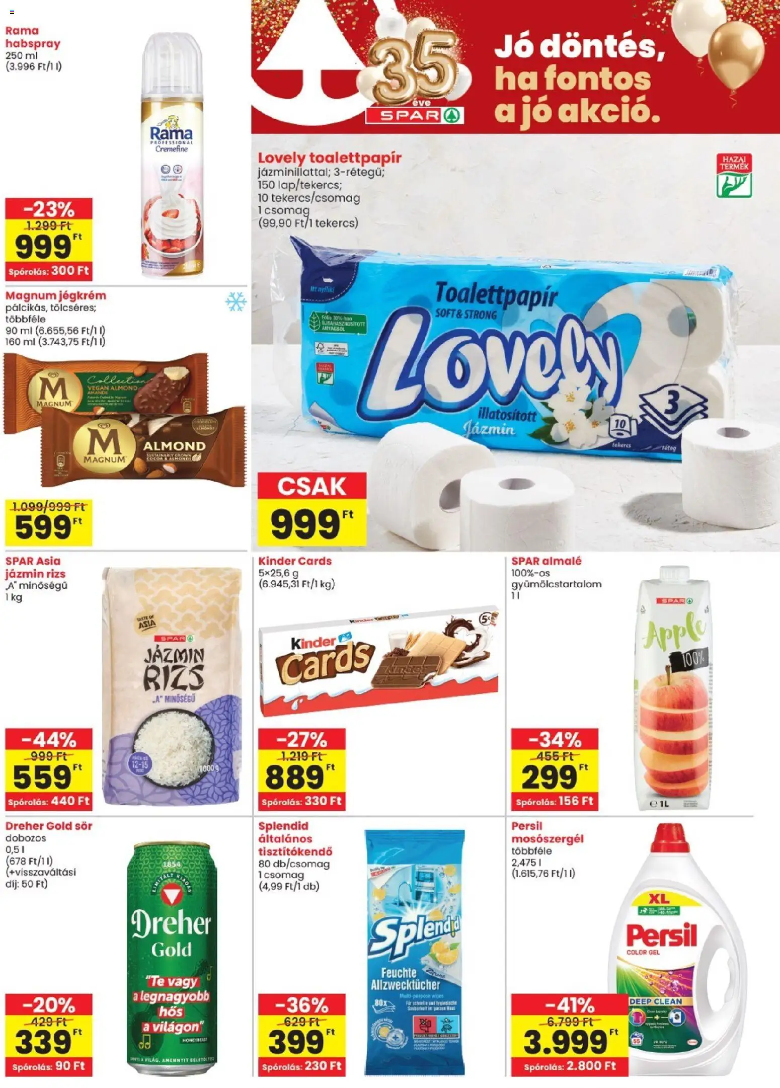 Spar akciós ujság - amely érvényes a következő dátumtól: 2026.08.27. | Oldal: 3 | Termékek: Rama, Tisztítókendő, Jégkrém, Almalé