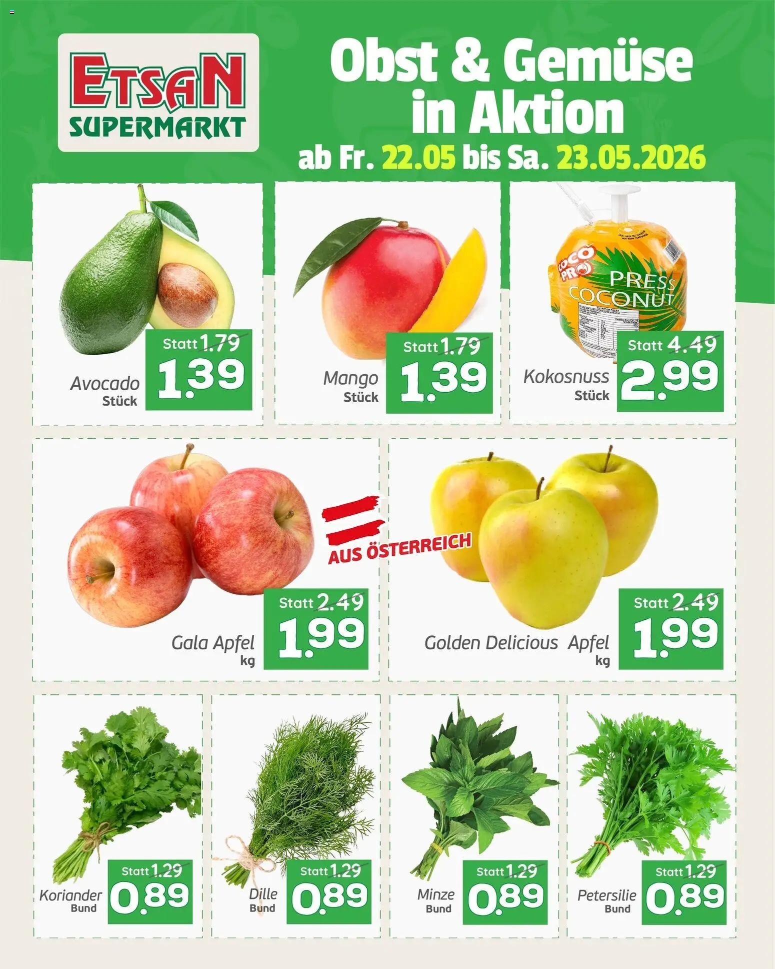 ETSAN Obst & Gemüse gültig ab 22.05.2026 | Seite: 2 | Produkte: Avocado, Obst, Mango, Petersilie