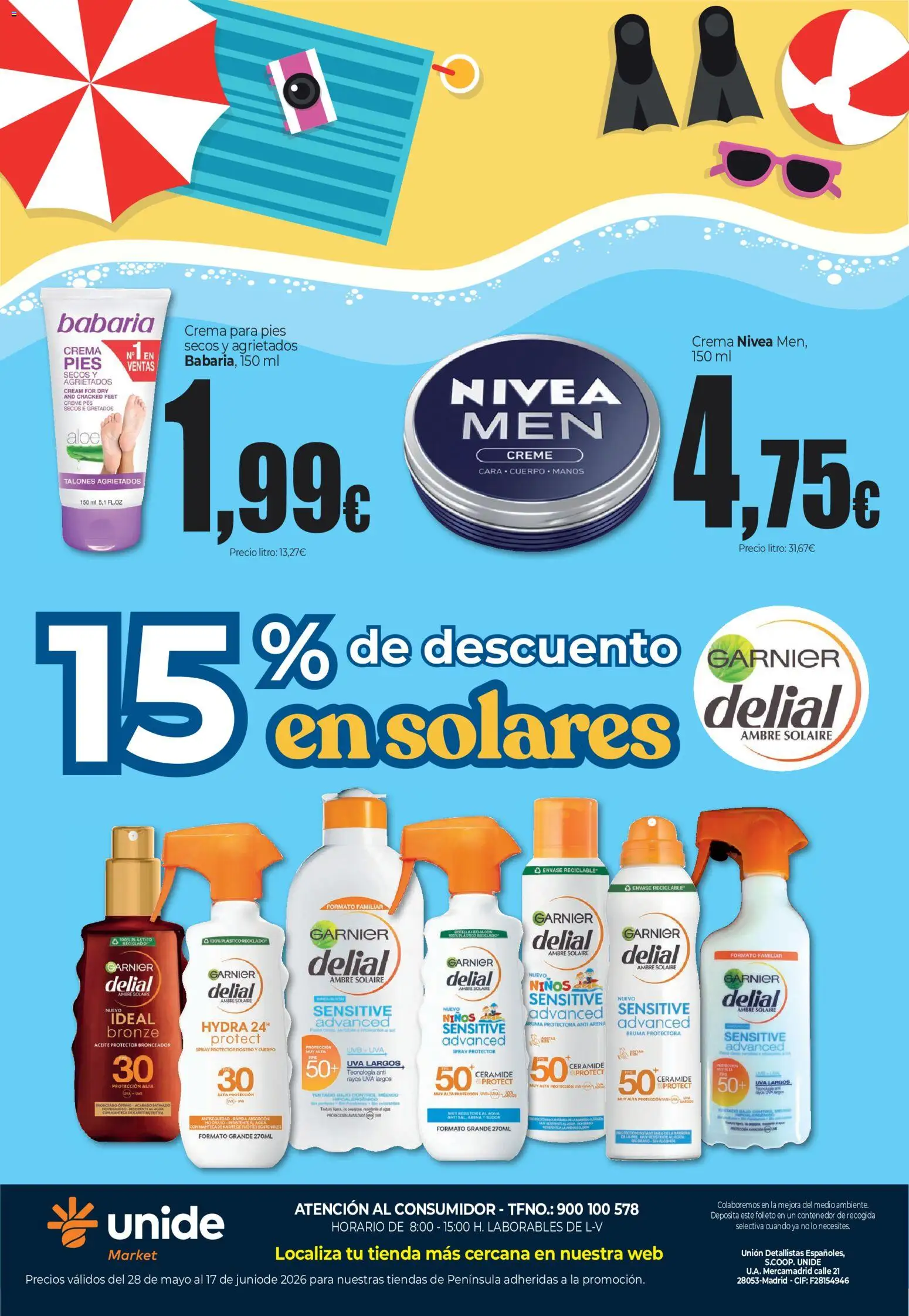 Unide - El verano ya está aquí │ válido desde el 28.05.2026 | Página: 8 | Productos: Bronceador, Aceite, Crema