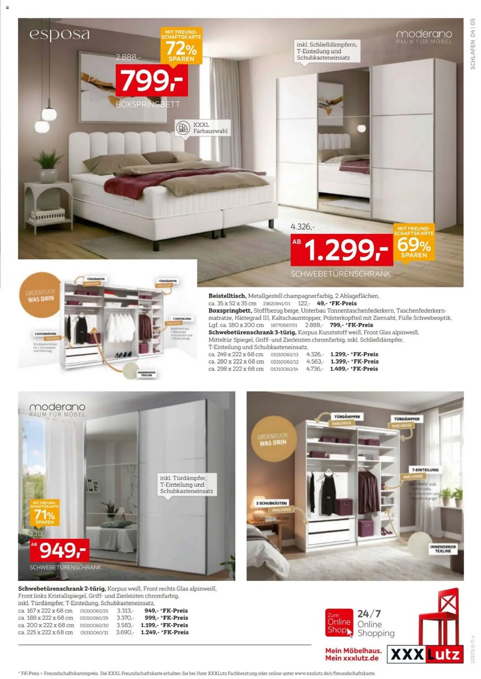 XXXLutz Schlafzimmer-Testerinnen und -Tester gesucht – gültig ab 09.05.2026 | Seite: 5 | Produkte: Schwebetürenschrank, Boxspringbett