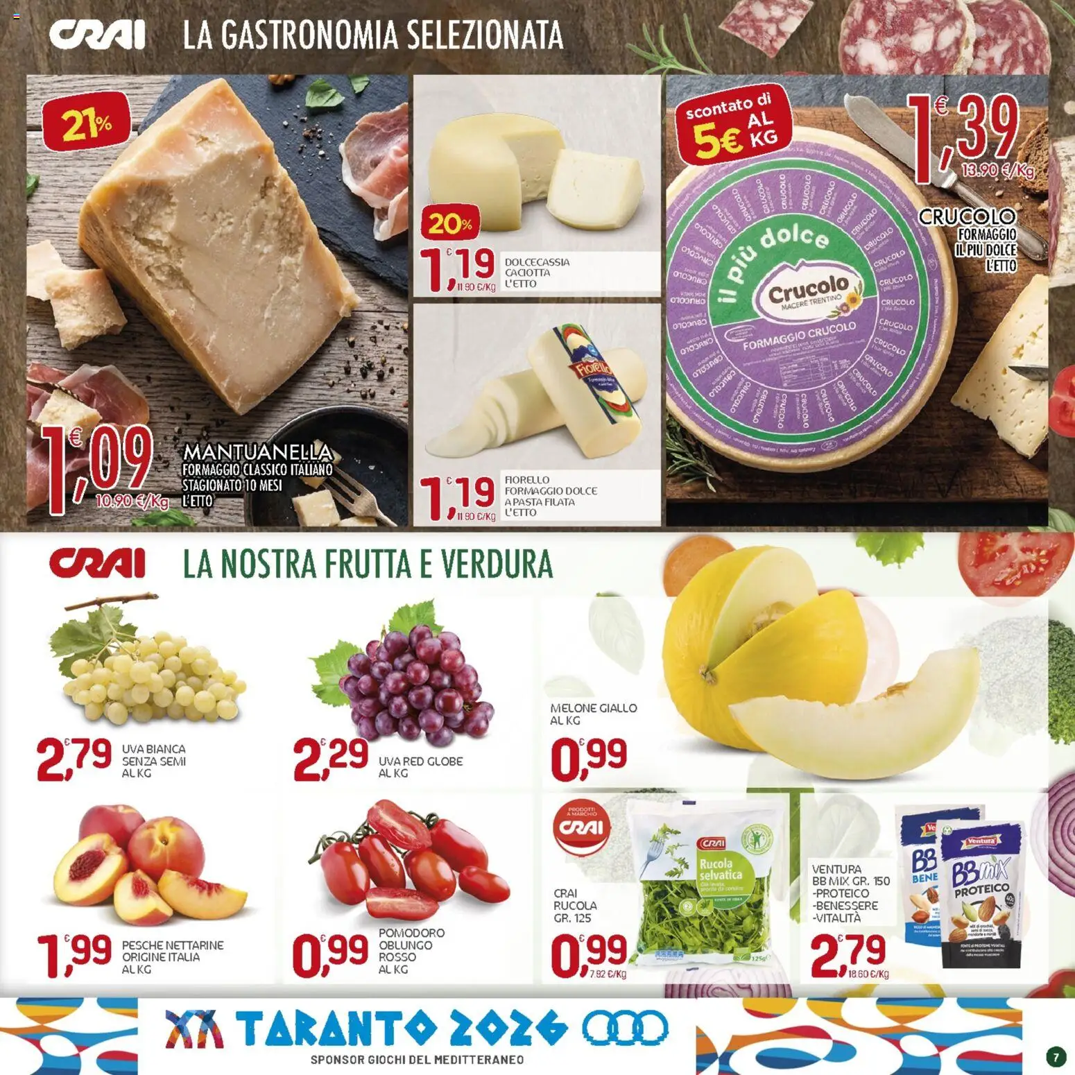 Volantino CRAI del 20/08/2026 | Pagina: 7 | Prodotti: Rucola, Pomodoro, Uva, Nettarine