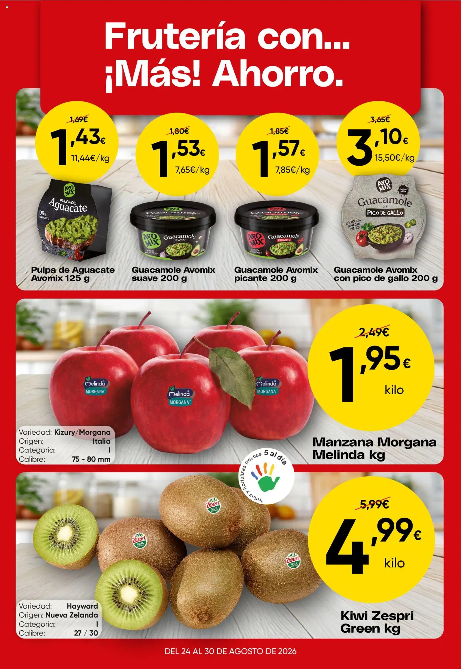 Froiz Oferta semanal │ válido desde el 24/08/2026 | Página: 1 | Productos: Aguacate, Guacamole, Kiwi, Manzana