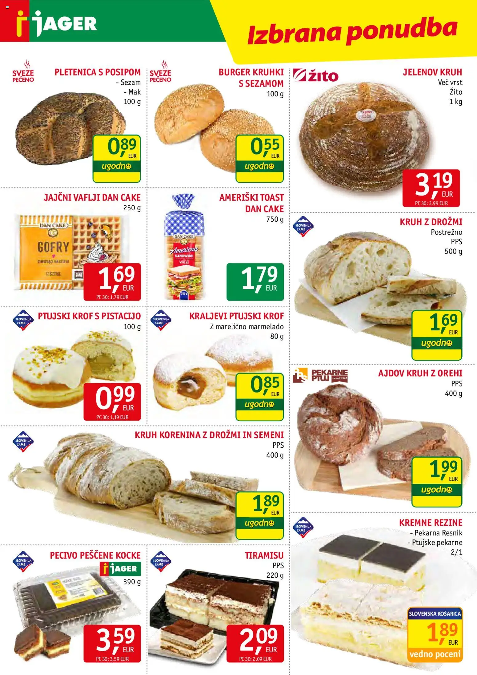 Novi Jager katalog ponudbe – veljaven od 05.08.2026 | Stran: 6 | Izdelki: Pekarna, Toast, Vaflji, Kruh