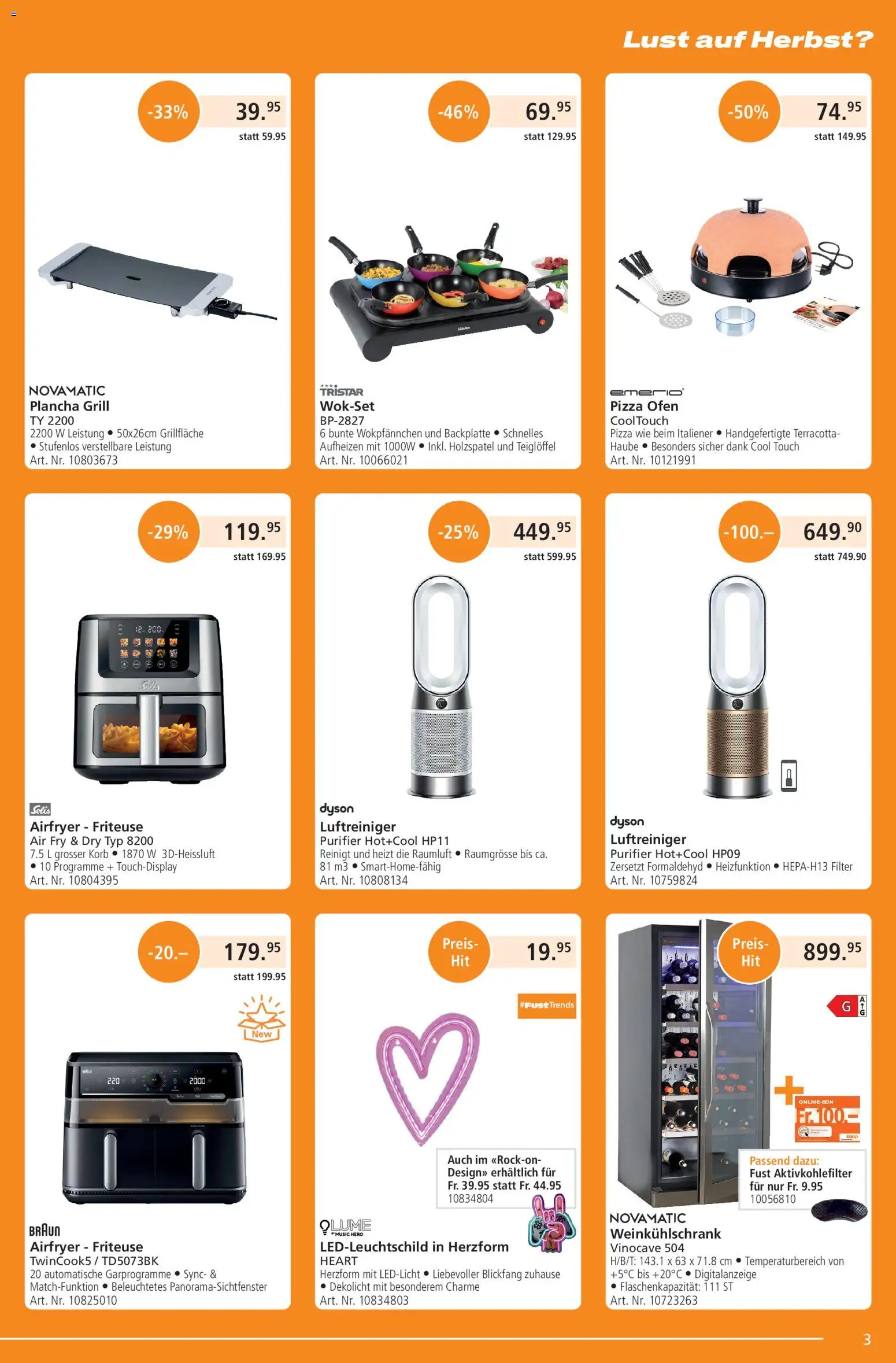 Fust aktionen – gültig ab 26.10.2026 | Seite: 3 | Produkte: Friteuse, Pizza, Grill, Dyson