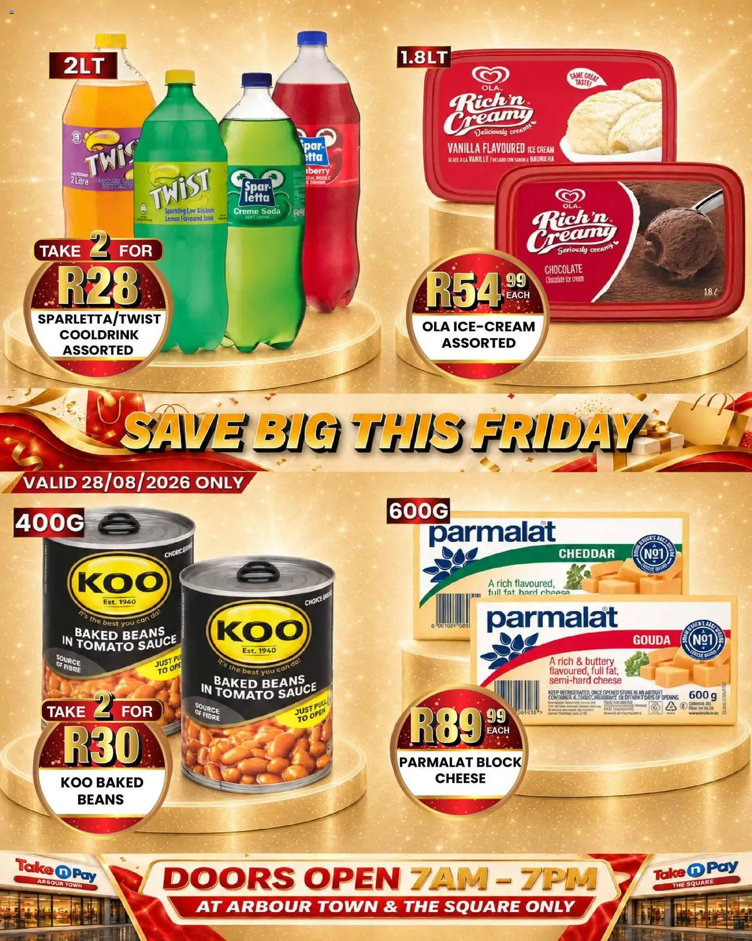 New Take n Pay catalogue – valid from 28/08/2026 | Page: 2 | Products: Chocolate, Tomato sauce, Cheddar, Lemon