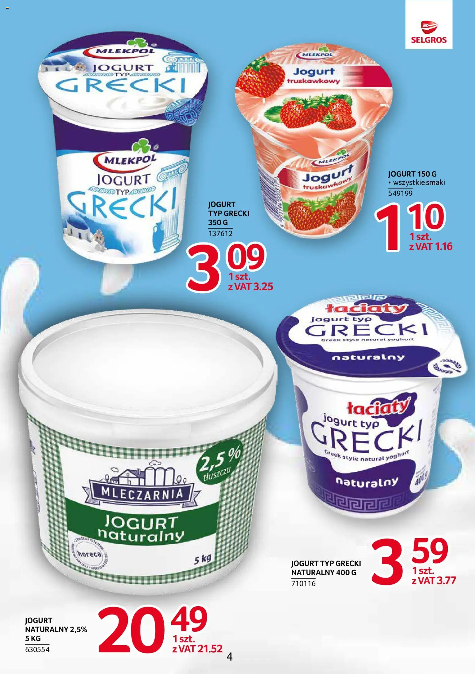 Selgros cash&carry gazetka - Markowe produkty od 10.09.2026 | Strona: 4 | Produkty: Jogurt grecki, Jogurt truskawkowy, Jogurt naturalny, Jogurt