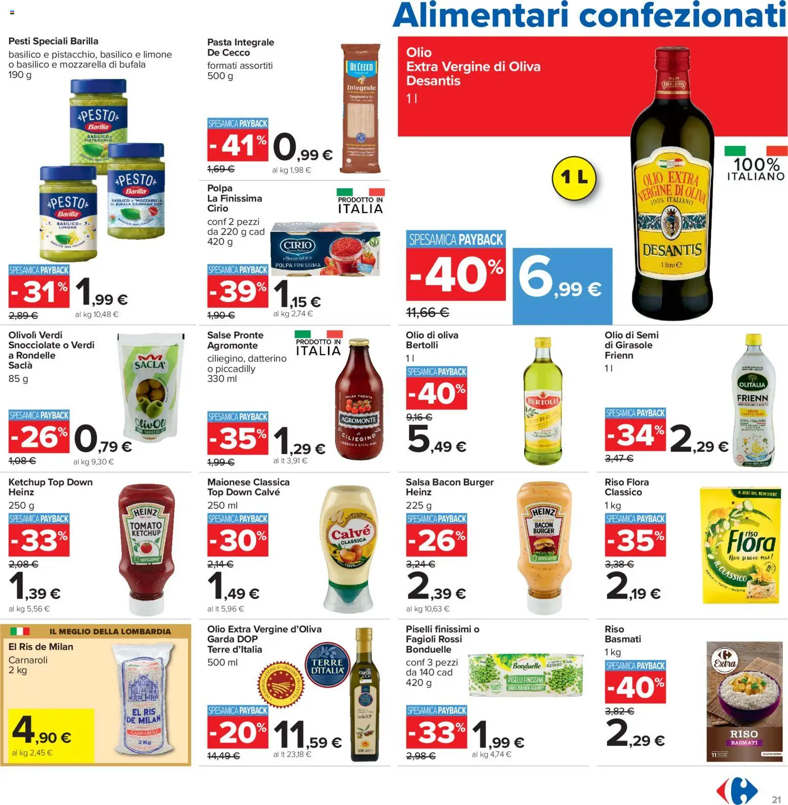 Volantino Carrefour del 16.06.2026 | Pagina: 21 | Prodotti: Mozzarella, Pasta, Basilico, Olio extra vergine