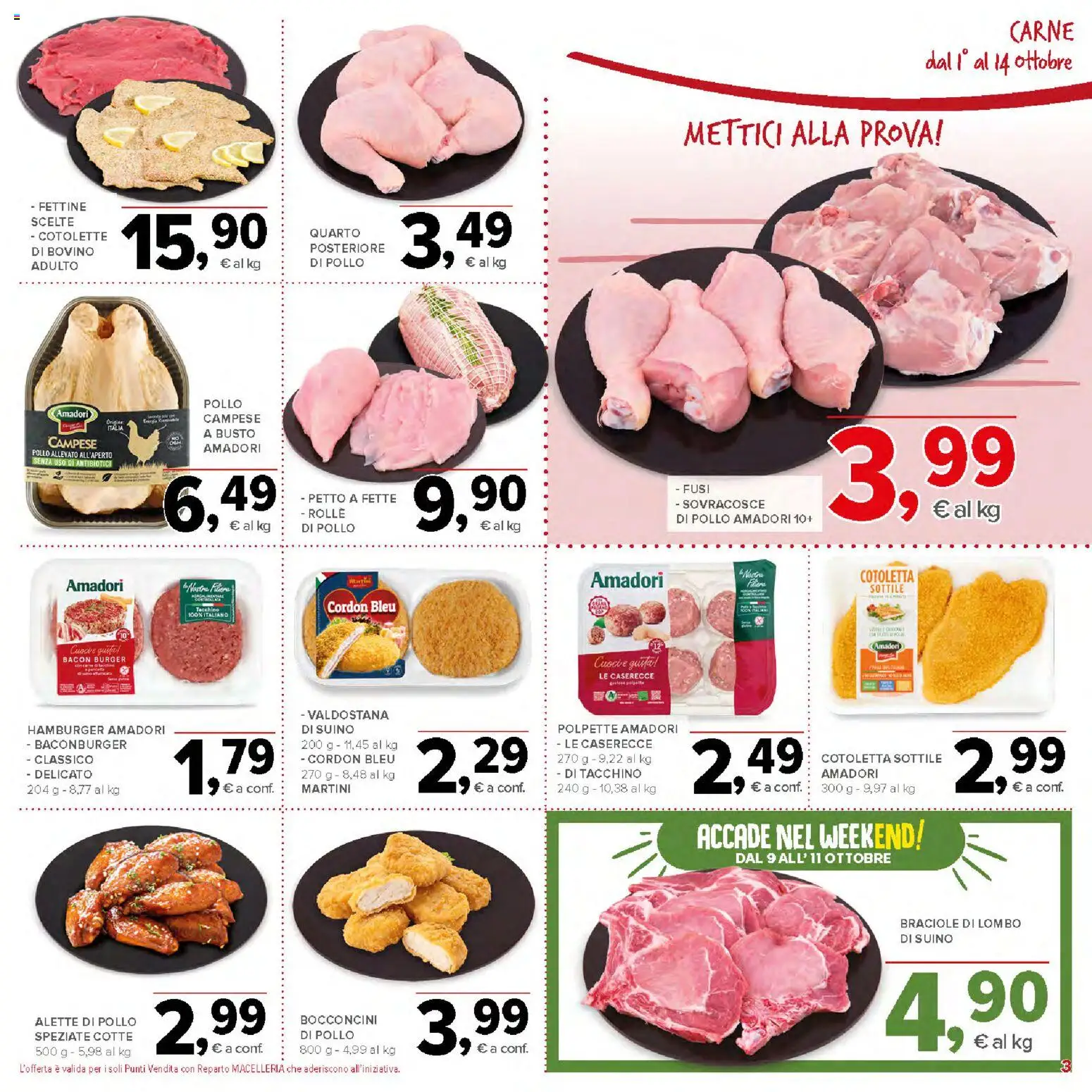 Volantino Todis del 01/10/2026 | Pagina: 3 | Prodotti: Bovino, Pollo, Carne, Bacon