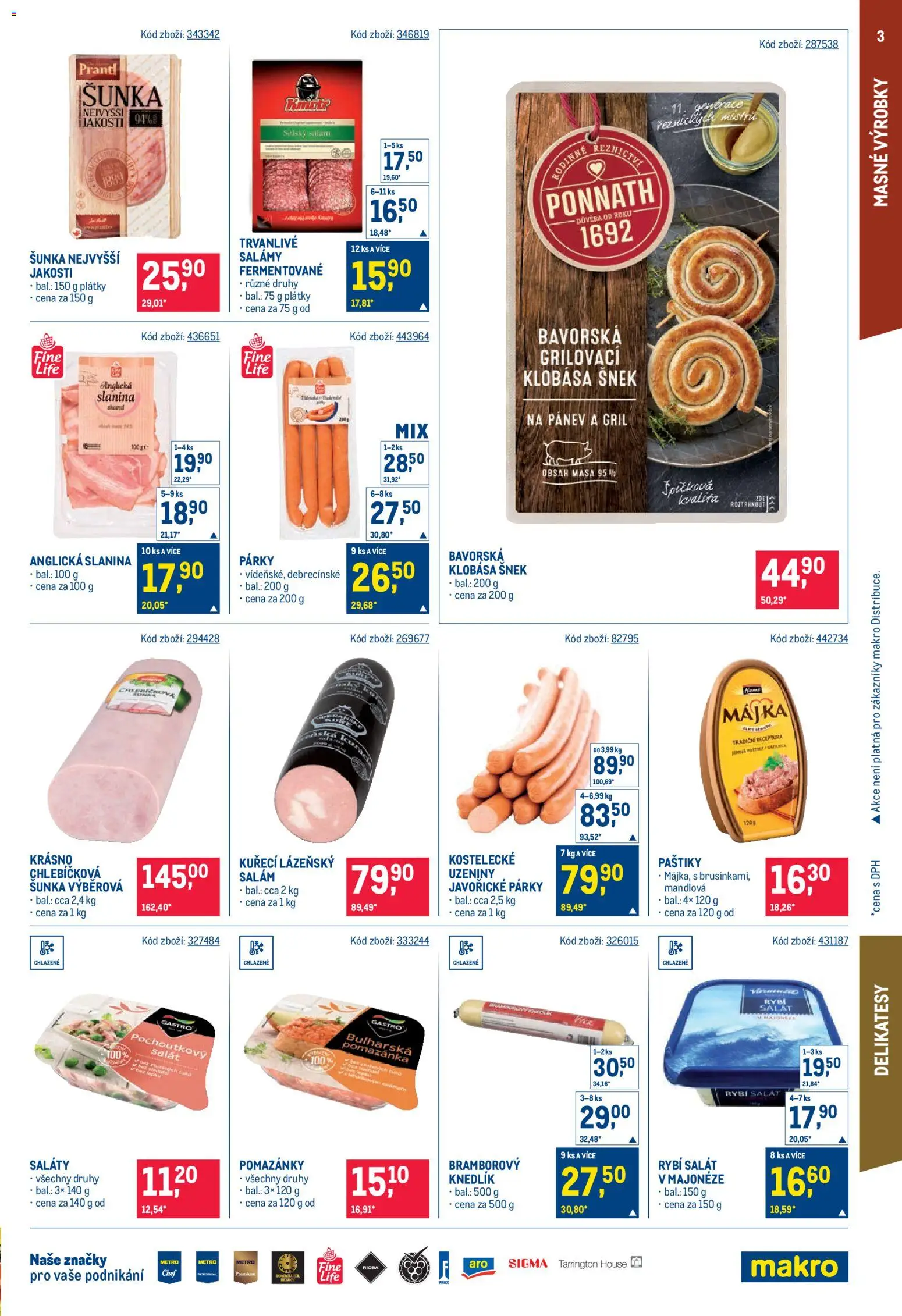 Makro leták - Maloobchod od 20.05.2026 | Strana: 3 | Produkty: Pomazánky, Pánev, Uzeniny, Slanina